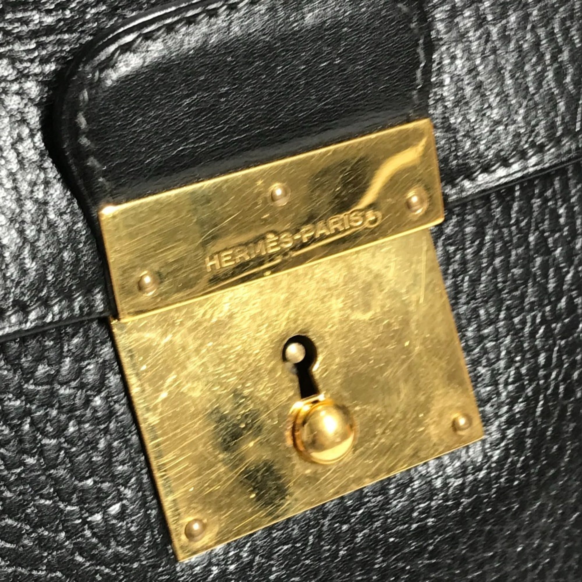Hermes Black Leather Briefcase Handbag (Pre-Owned)