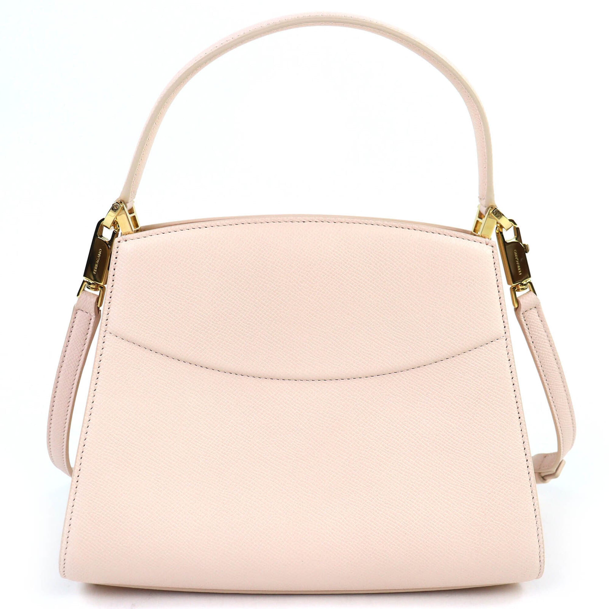 Salvatore Ferragamo Gancini Gold Leather Handbag Shoulder Bag (Pre-Owned)
