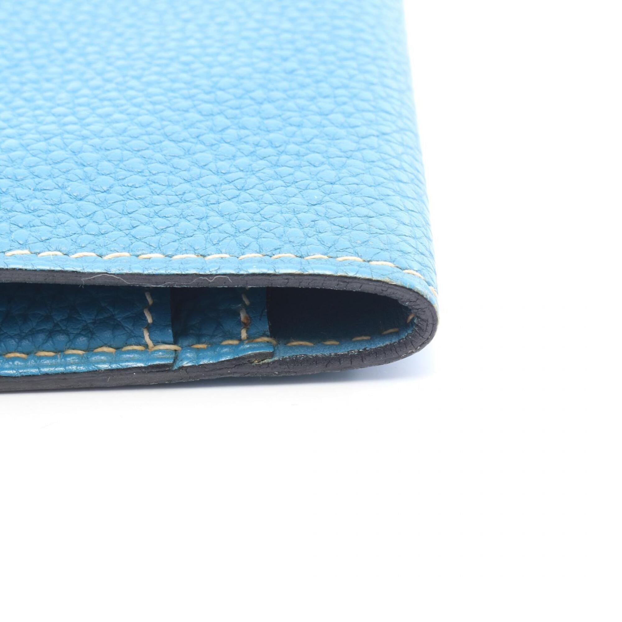 Hermes Blue Blue Jean Taurillon Clemence Leather Leather Long Wallet (Bi-Fold) (Pre-Owned)