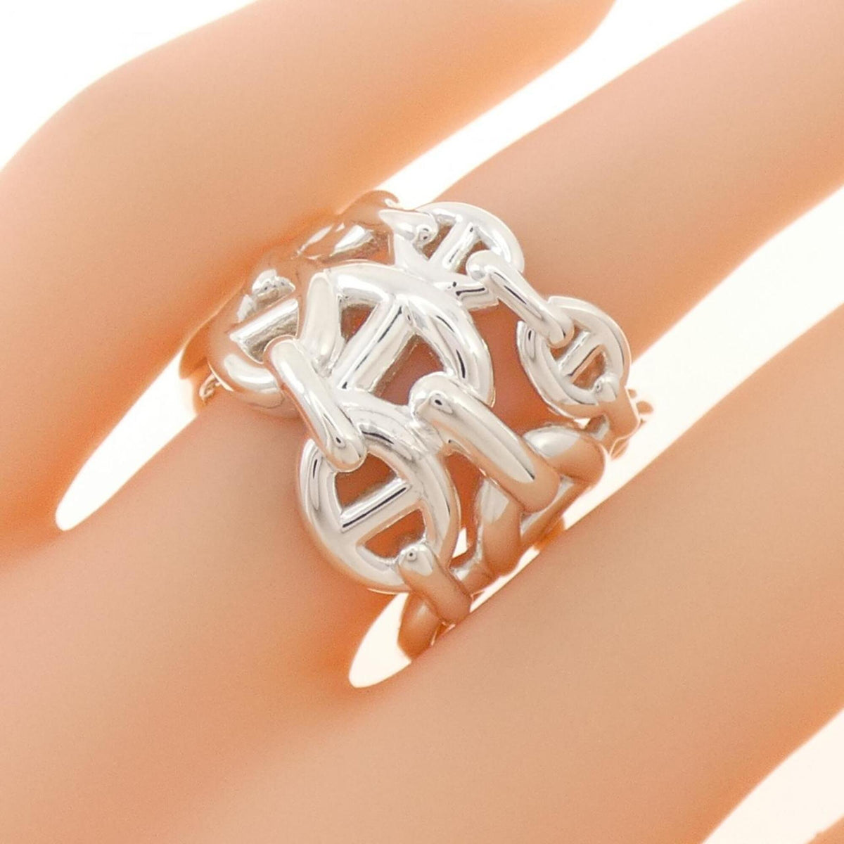 Hermes Silver 925 Band Ring (Pre-Owned)