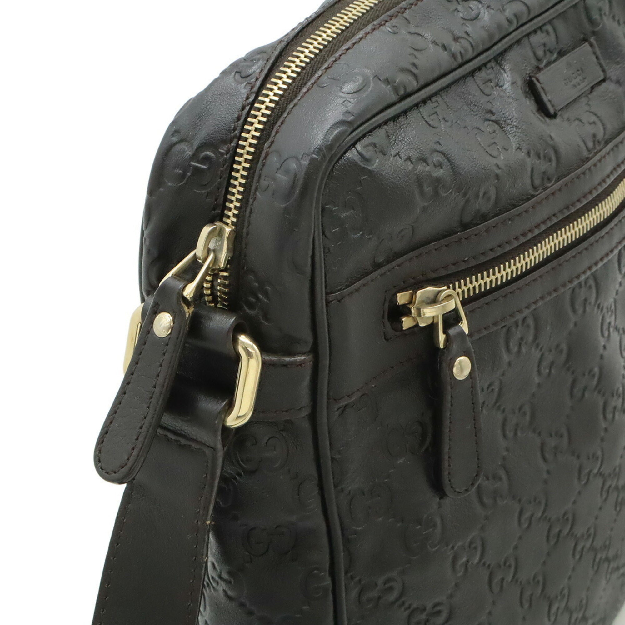 Gucci Brown Dark Brown Leather Shoulder Bag (Pre-Owned)