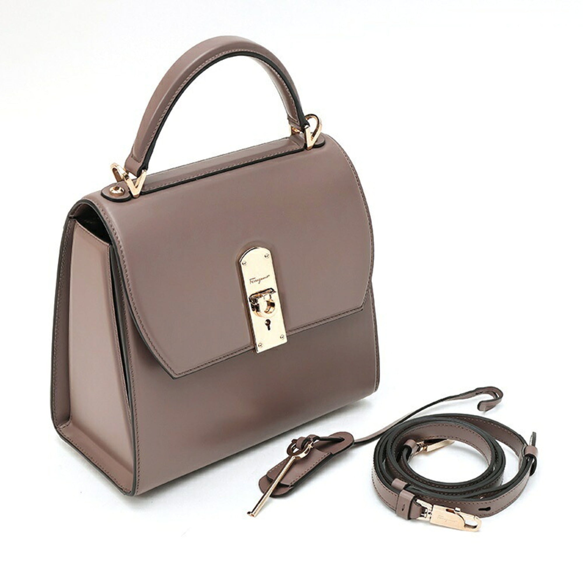 Salvatore Ferragamo Grayish Leather Shoulder Bag (Pre-Owned)