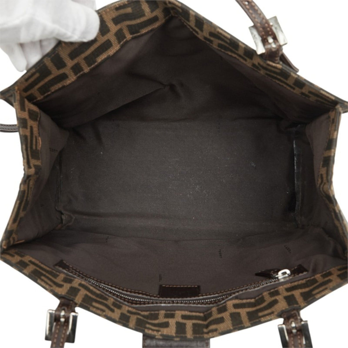 Fendi Zucca Brown Canvas Leather Shoulder Bag Tote Bag (Pre-Owned)