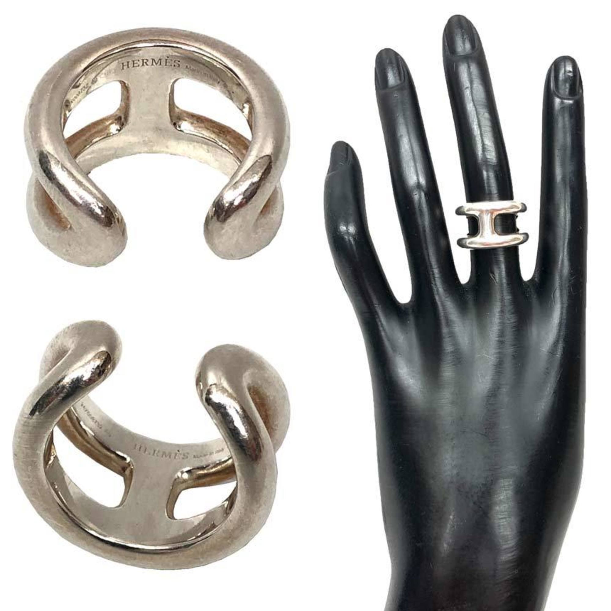 Hermes Silver Silver 925 Band Ring (Pre-Owned)