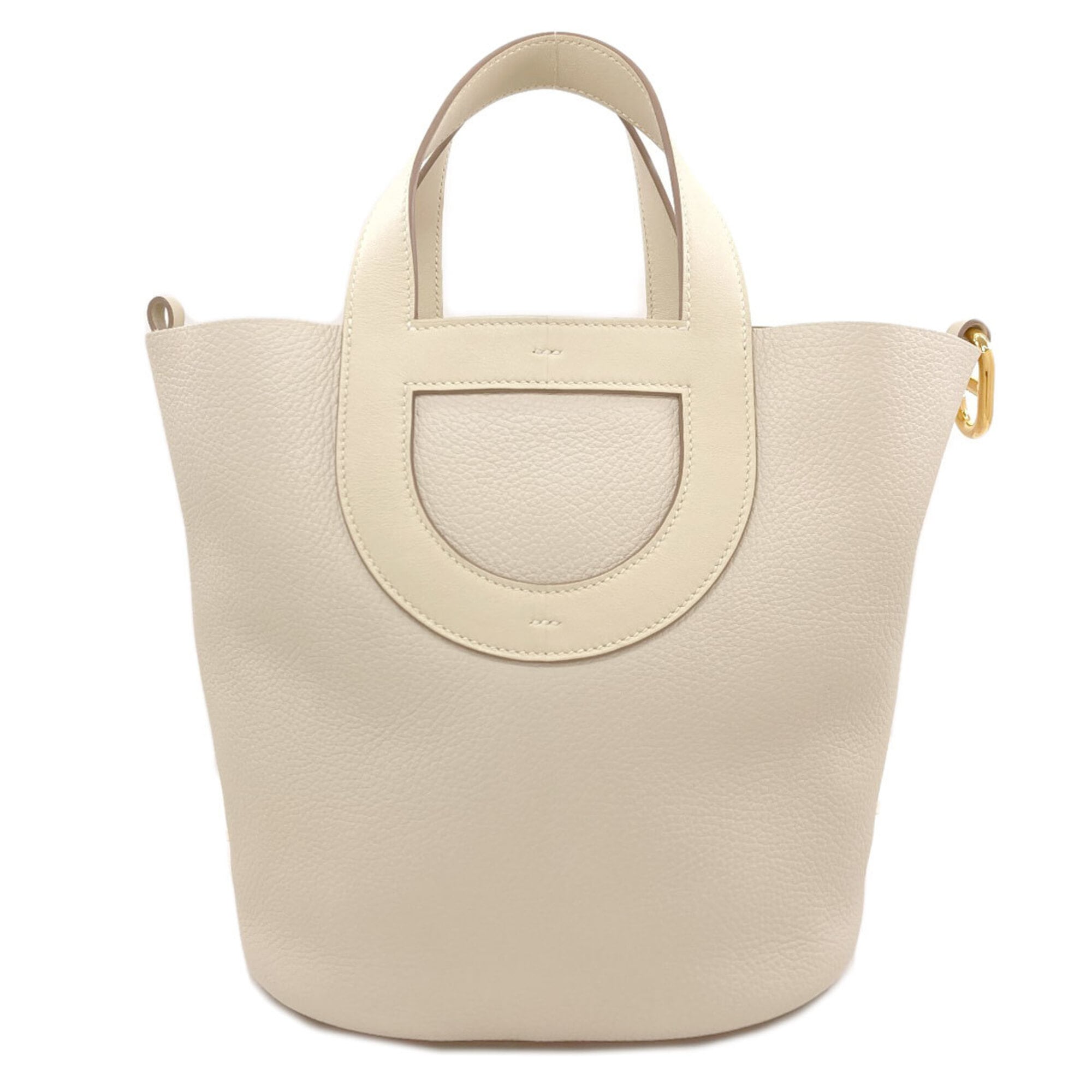 Hermes Cream Taurillon Clemence Leather Handbag (Pre-Owned)