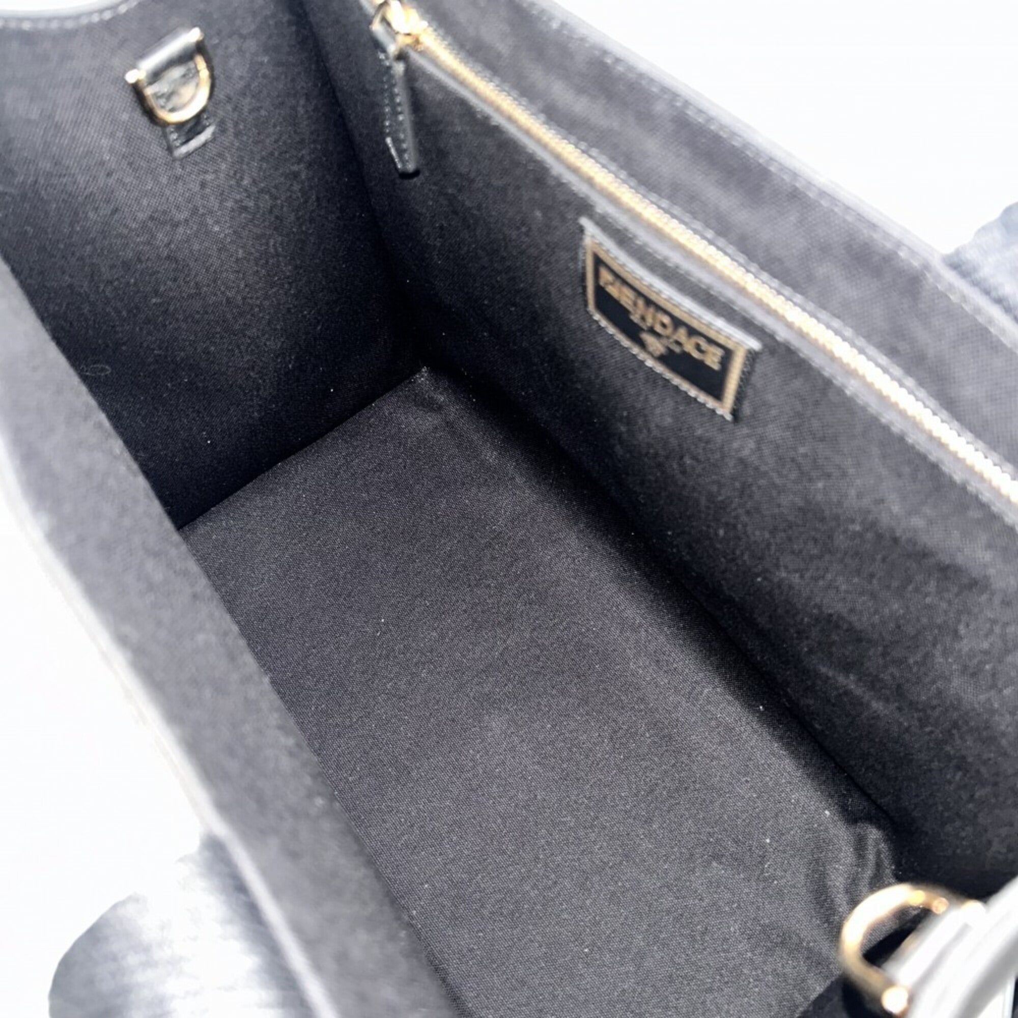 Versace Black Gold Canvas Handbag Tote Bag (Pre-Owned)