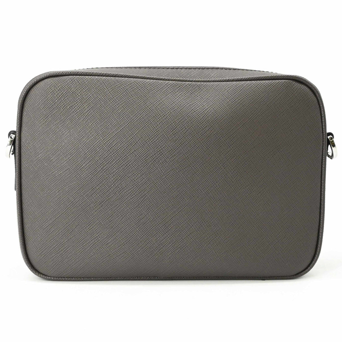 Prada Saffiano Gray Leather Pouch Shoulder Bag (Pre-Owned)