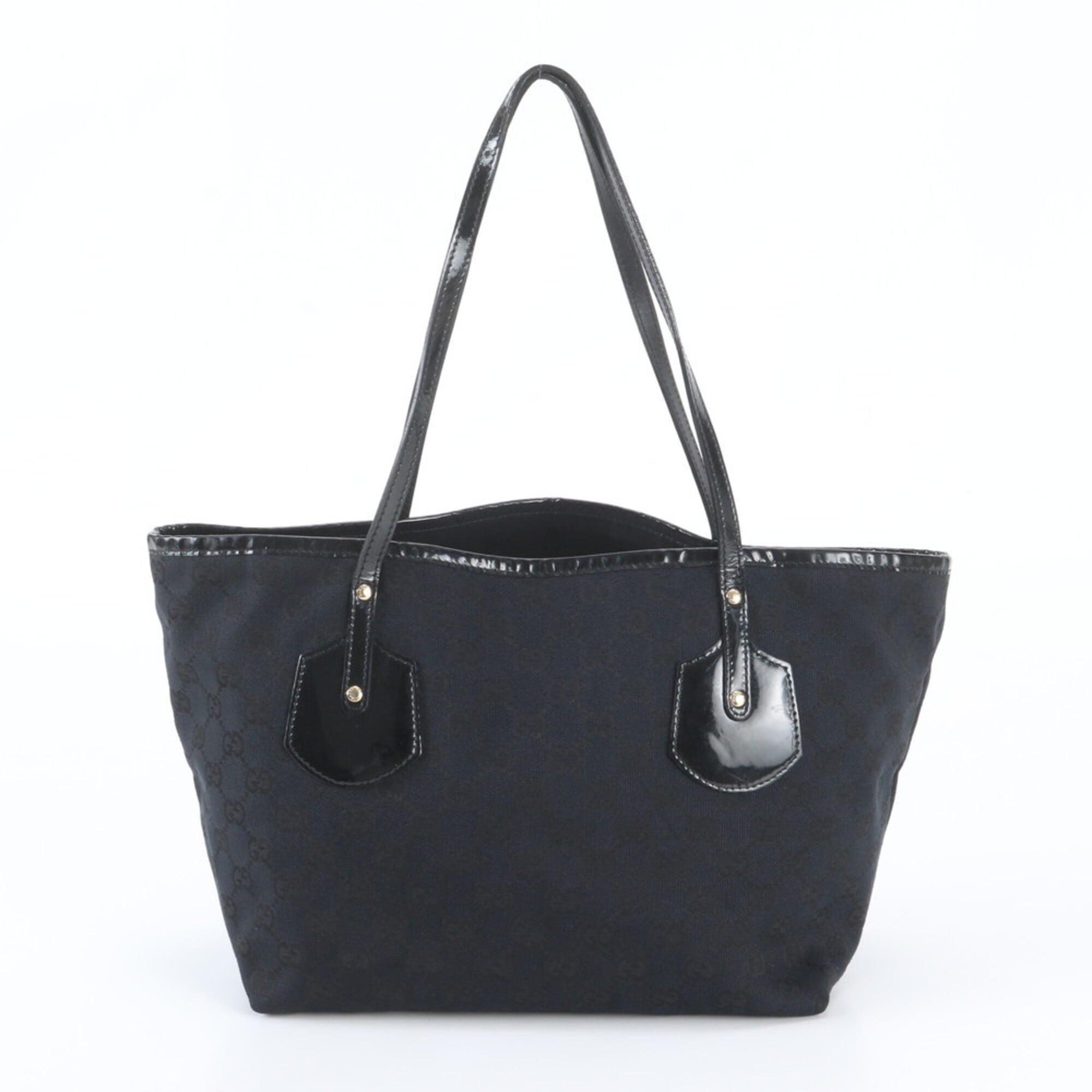 Gucci Black Leather Canvas Handbag Shoulder Bag Tote Bag (Pre-Owned)