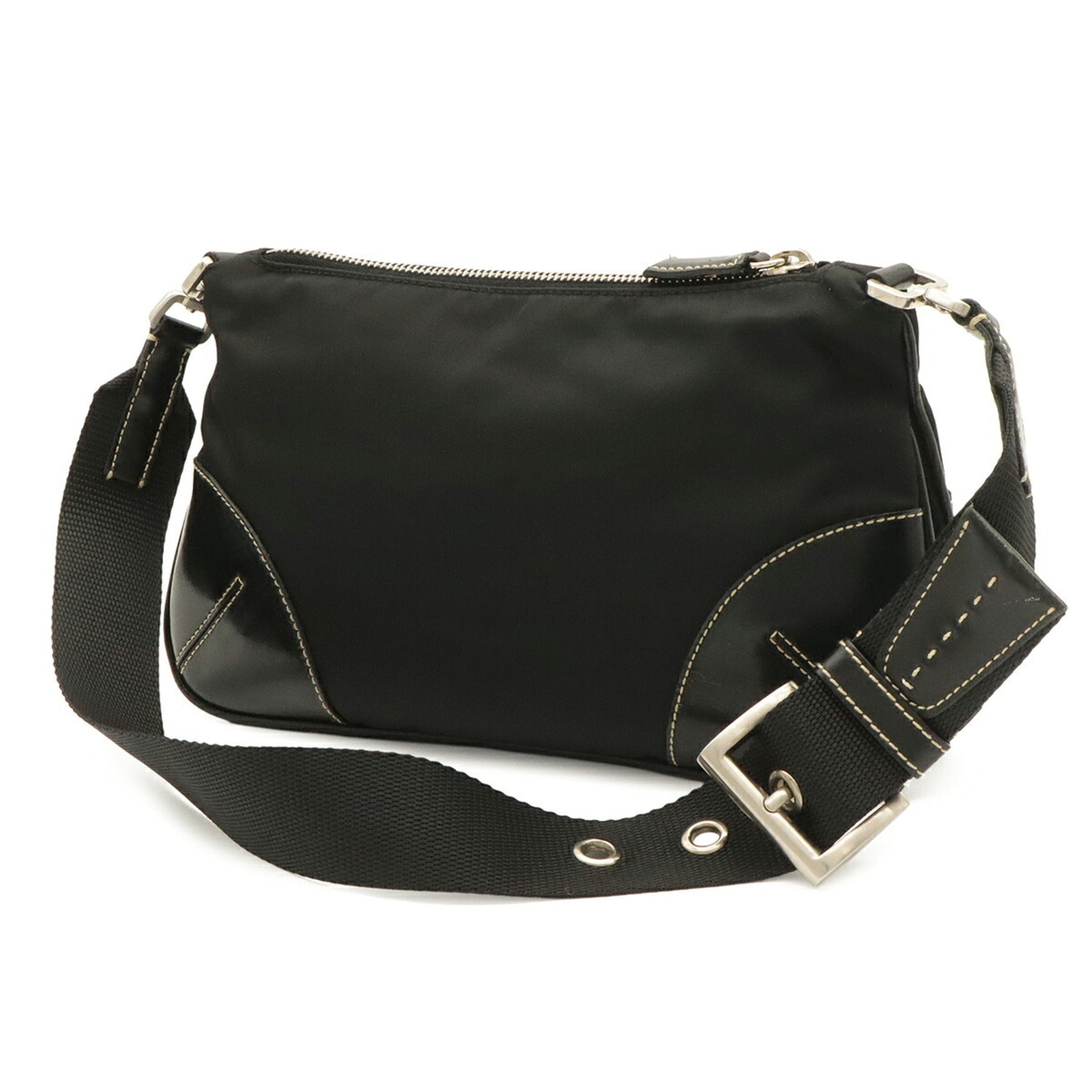 Prada Black Nero Nylon Leather Shoulder Bag (Pre-Owned)