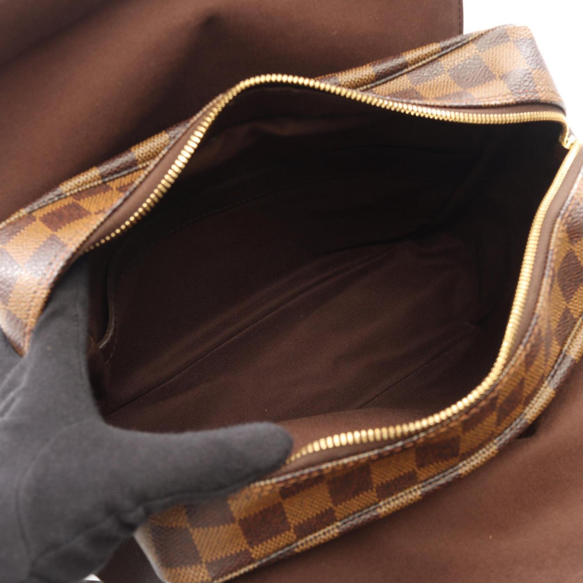 Louis Vuitton Brown Coated Canvas Leather Handbag Shoulder Bag (Pre-Owned)