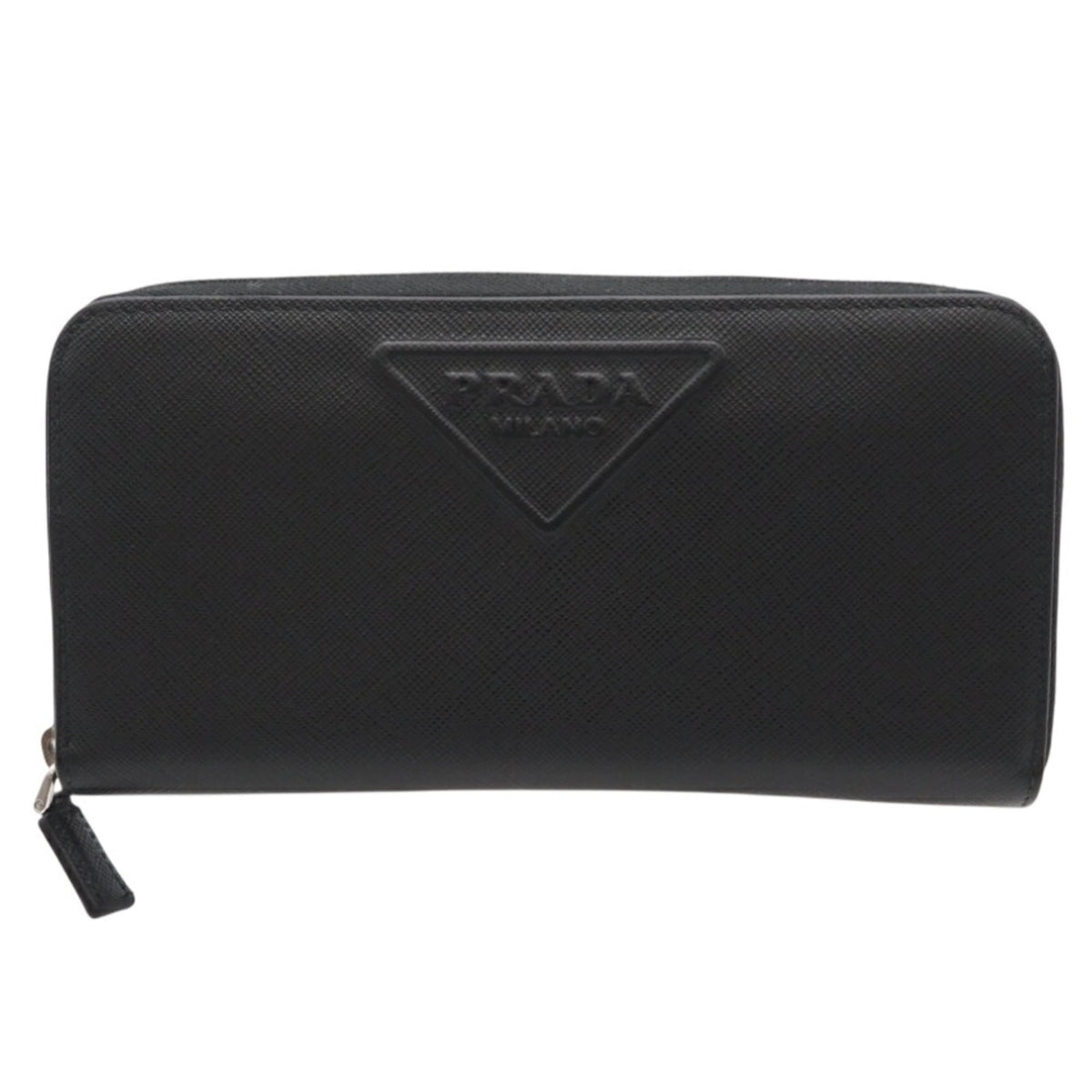 Prada Saffiano Black Leather Saffiano Long Wallet (Bi-Fold) (Pre-Owned)