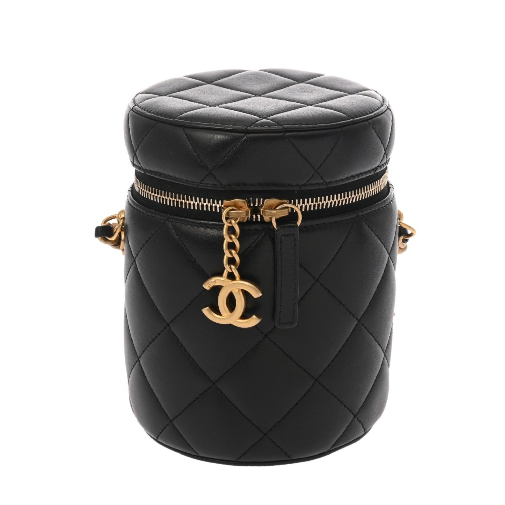 Chanel Black Gold Leather Shoulder Bag (Pre-Owned)