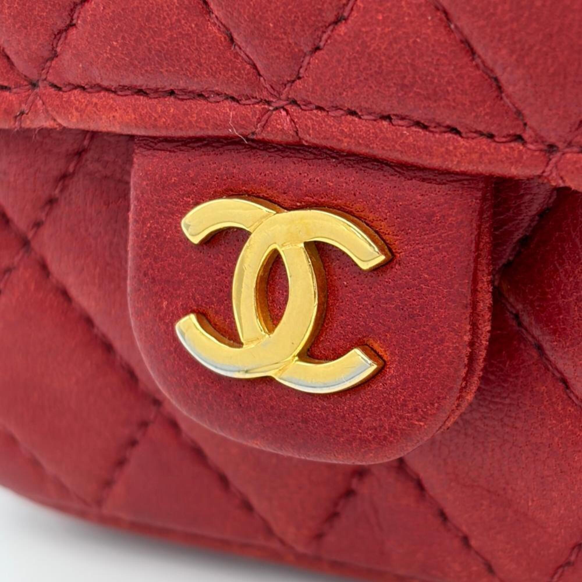 Chanel Matelasse Red Color Leather Handbag (Pre-Owned)