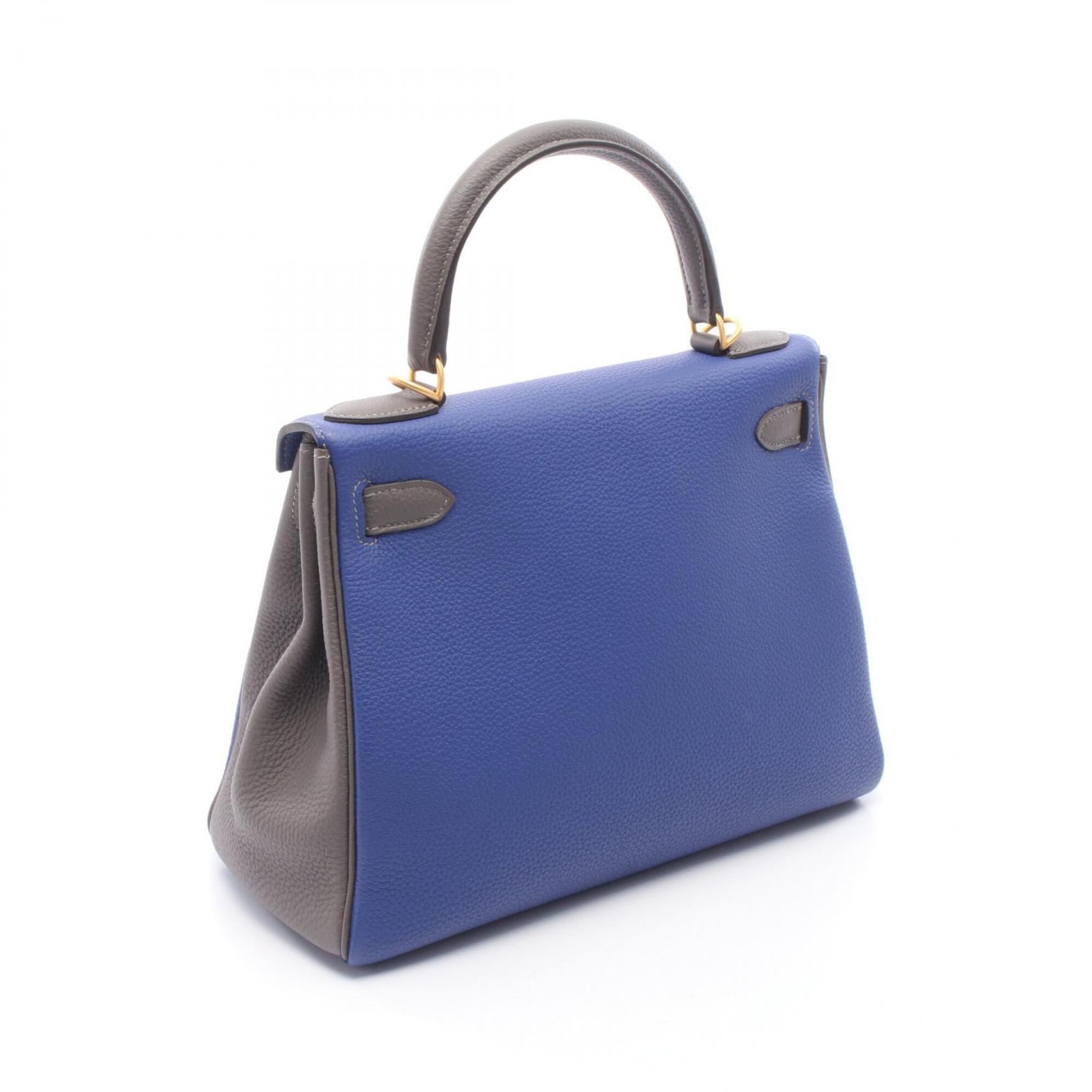 Hermes Blue Gray Togo Leather Handbag (Pre-Owned)
