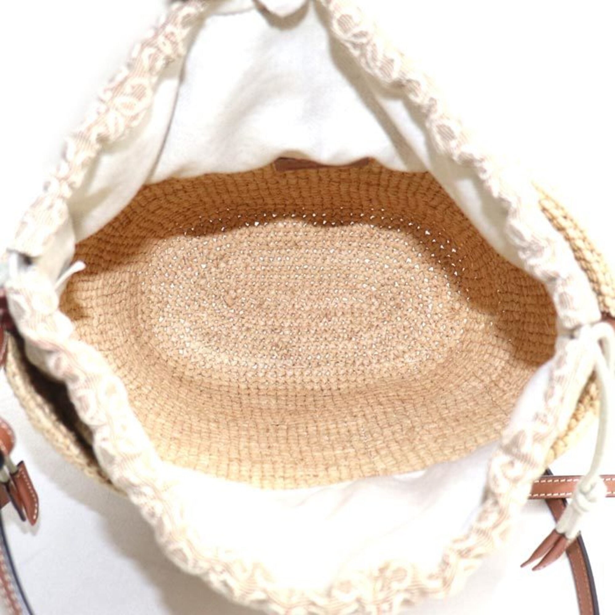 Loewe Raffia Leather Canvas Pochette Shoulder Bag (Pre-Owned)