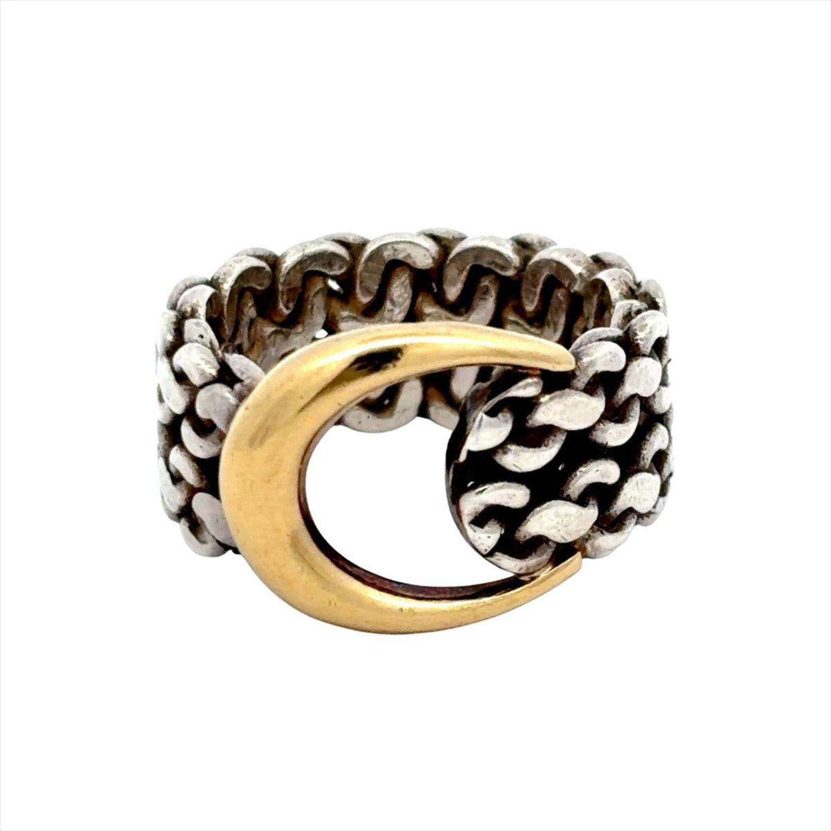 Hermes Silver Yellow Gold Silver Yellow Gold Band Ring (Pre-Owned)