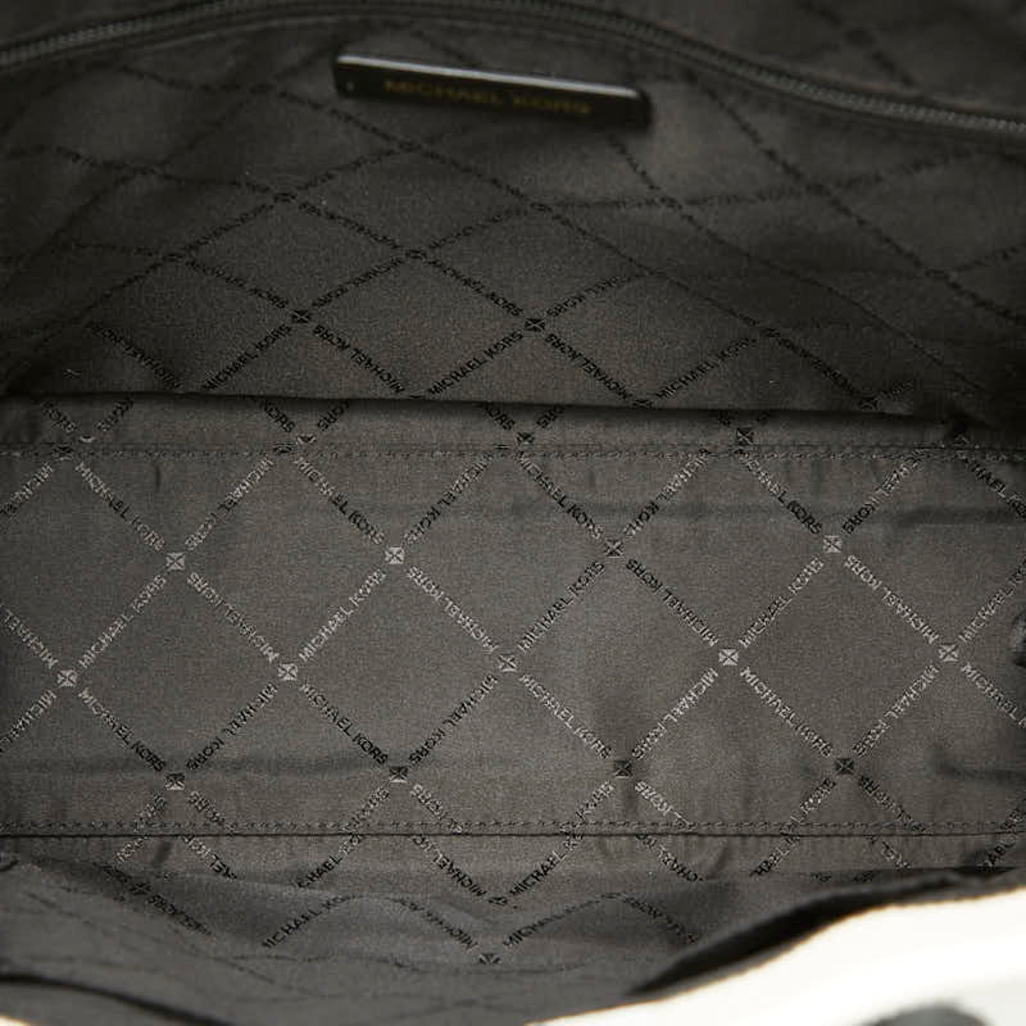 Michael Kors Black White Canvas Leather Shoulder Bag Tote Bag (Pre-Owned)