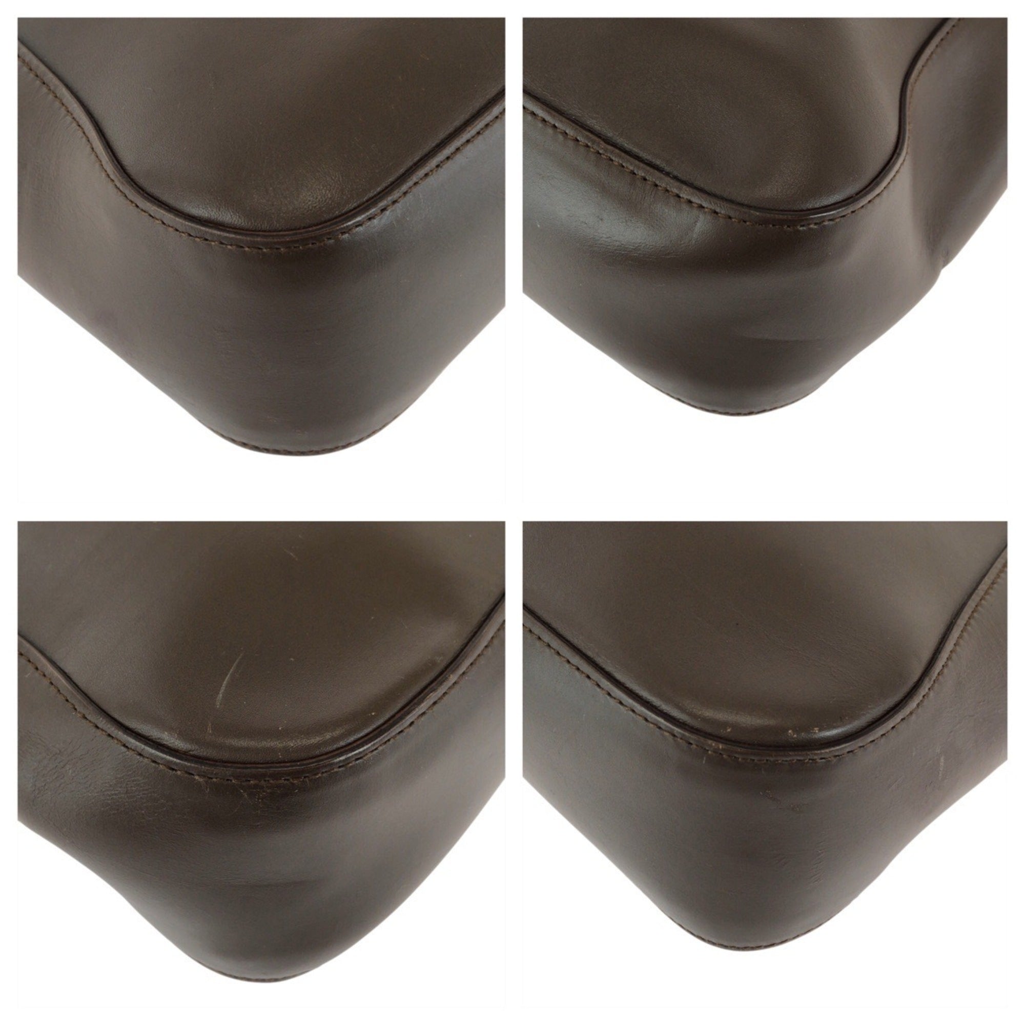 Gucci Beige Brown Leather Shoulder Bag Tote Bag (Pre-Owned)