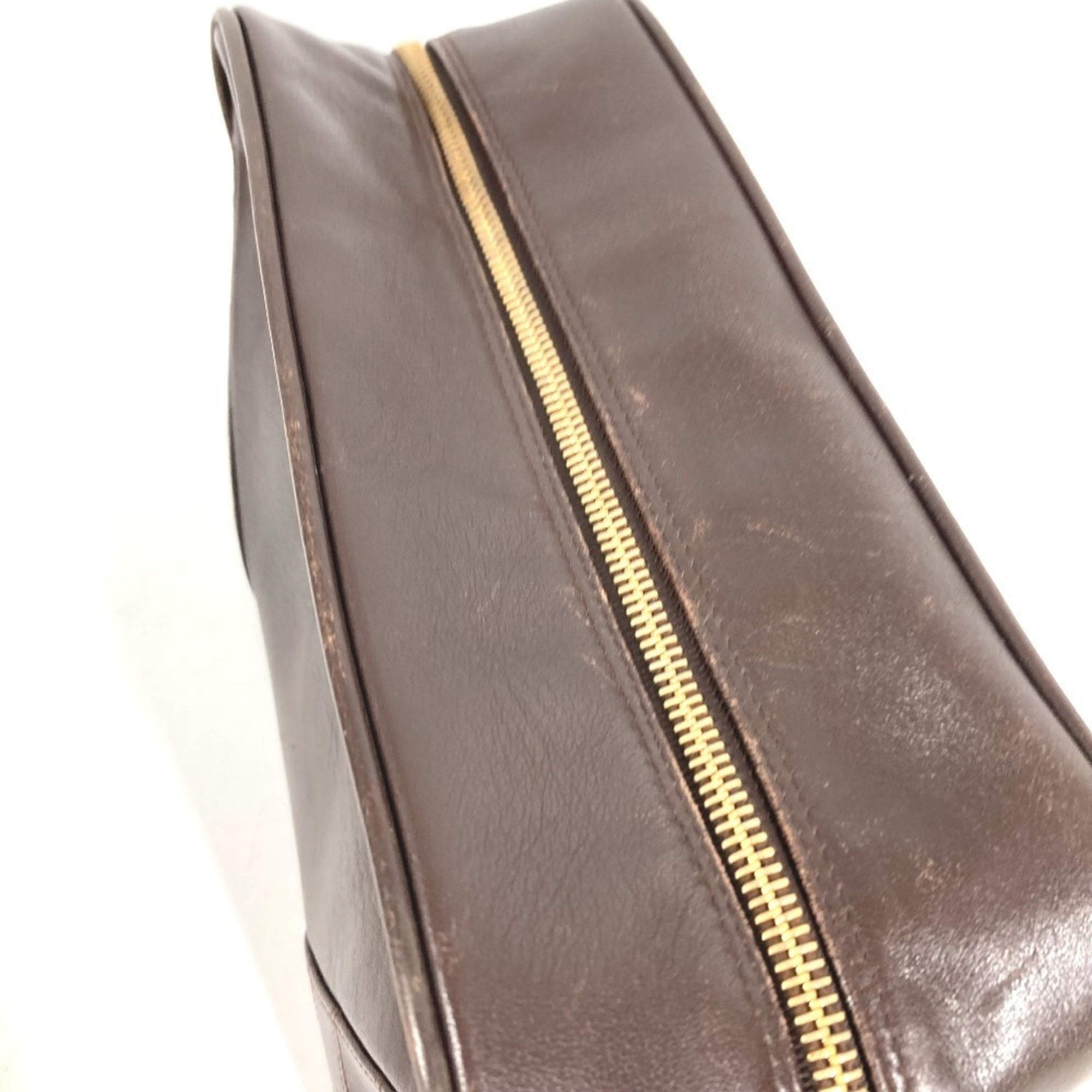Chanel Brown Leather Clutch Bag Handbag Pouch (Pre-Owned)