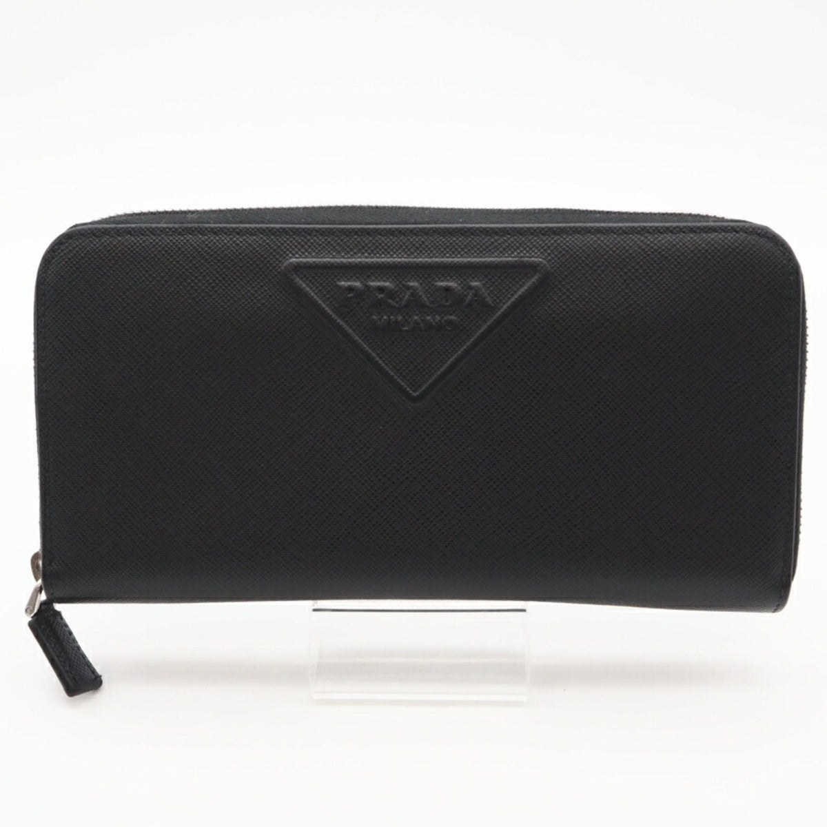 Prada Saffiano Black Leather Saffiano Long Wallet (Bi-Fold) (Pre-Owned)