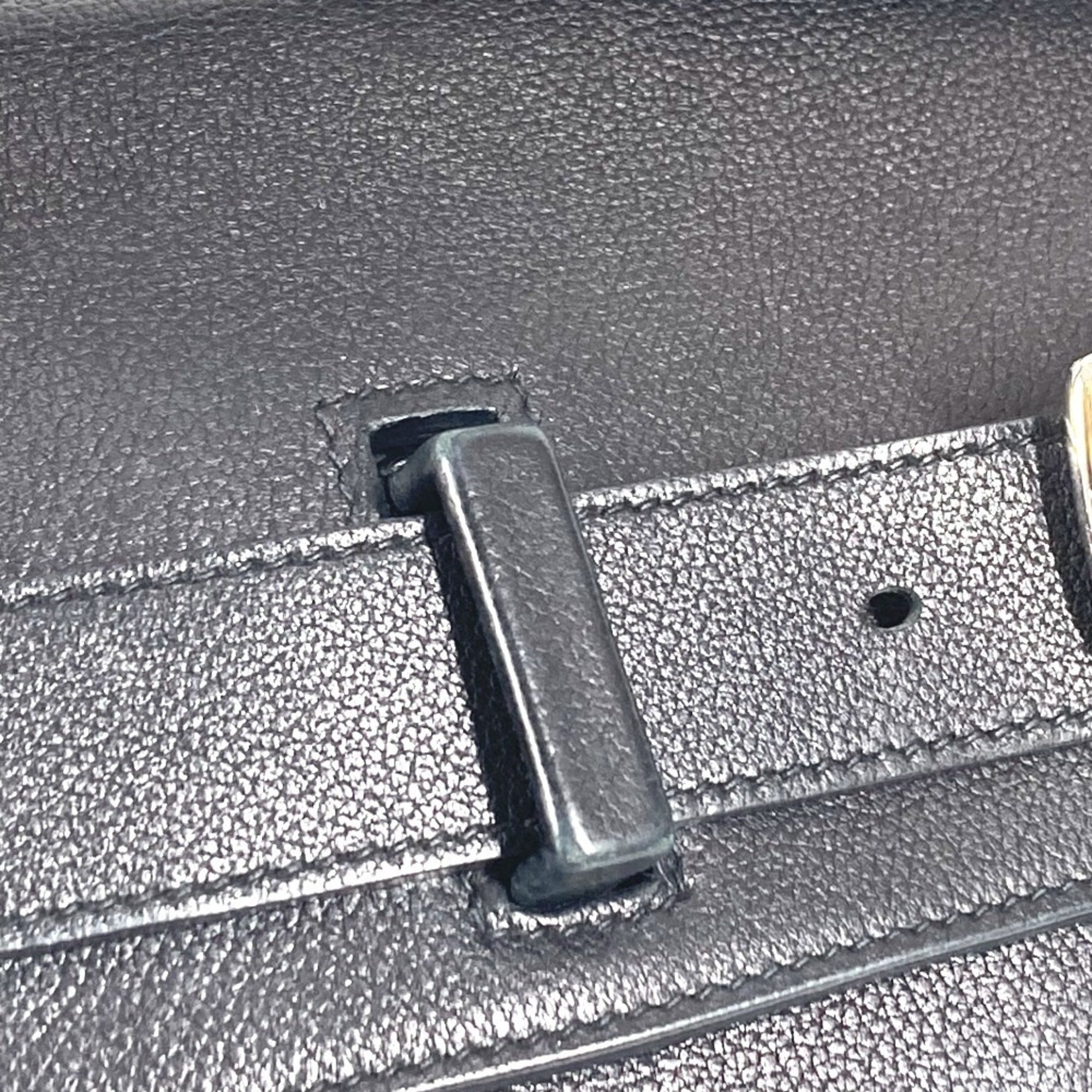 Hermes Black Leather Handbag Tote Bag (Pre-Owned)