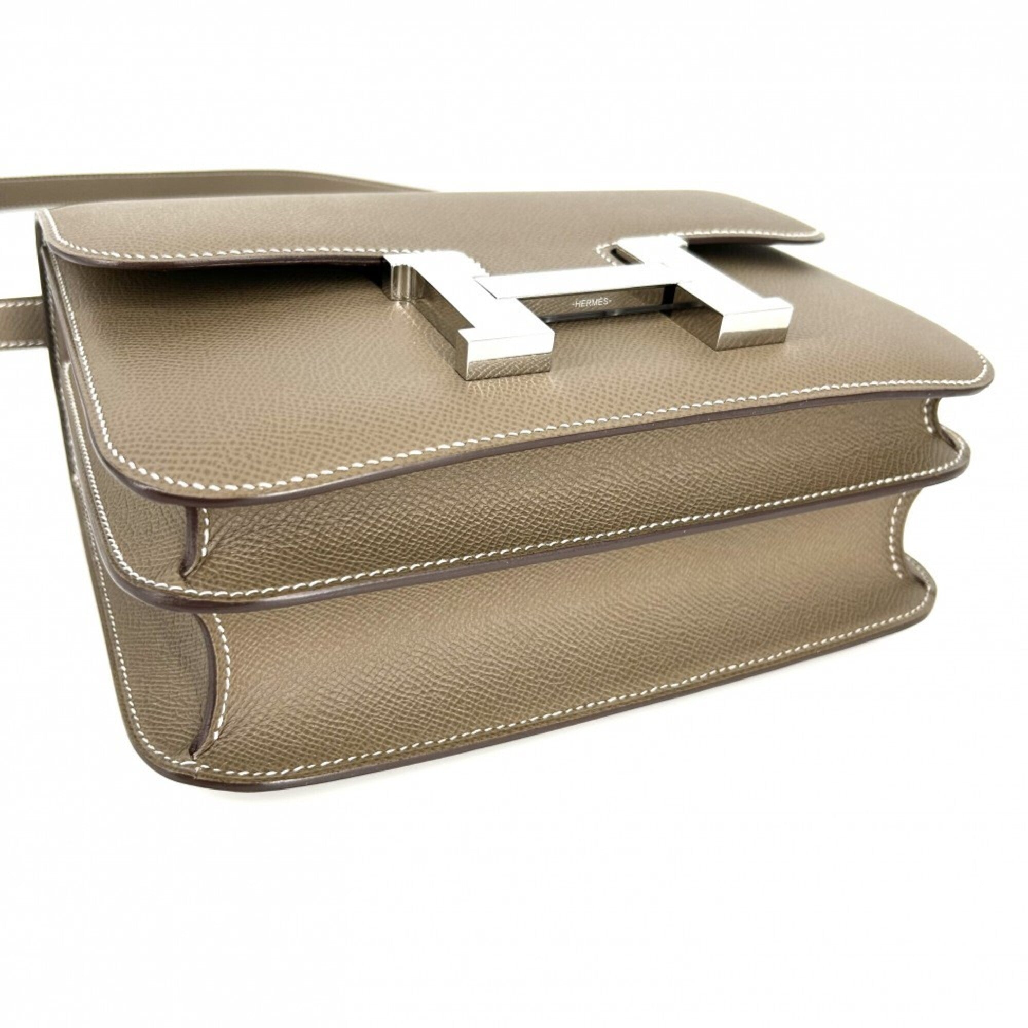 Hermes Etoupe Gray Epsom Leather Pochette Shoulder Bag (Pre-Owned)
