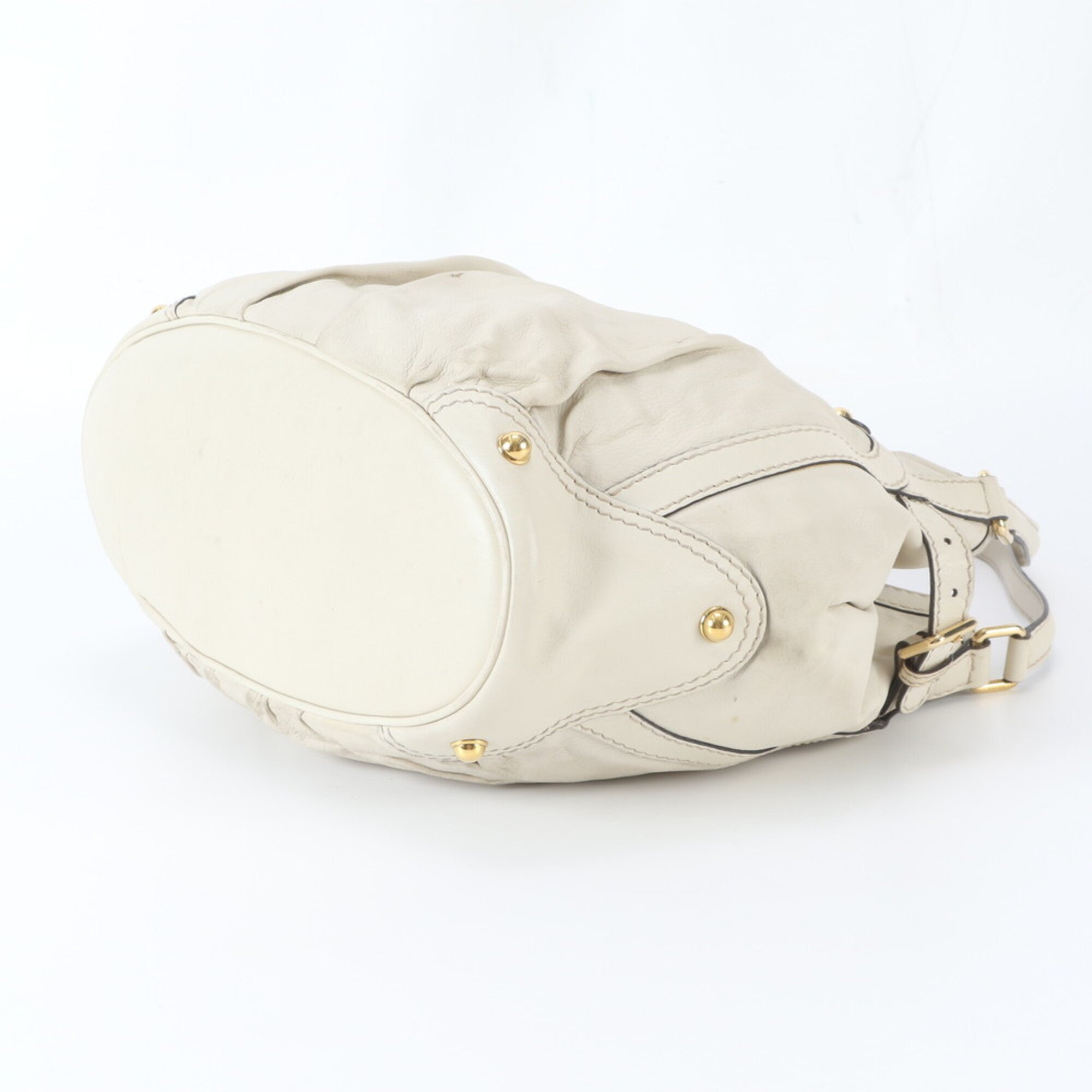 Gucci Horsebit Beige Leather Handbag Tote Bag (Pre-Owned)