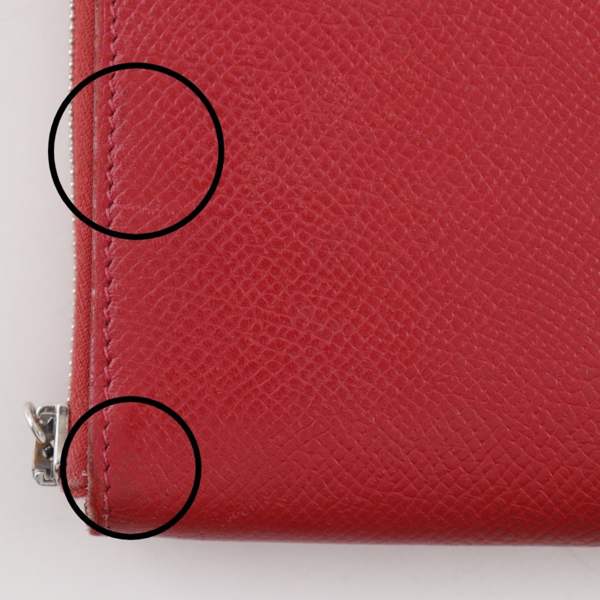 Hermes Red Color Epsom Leather Long Wallet (Bi-Fold) (Pre-Owned)
