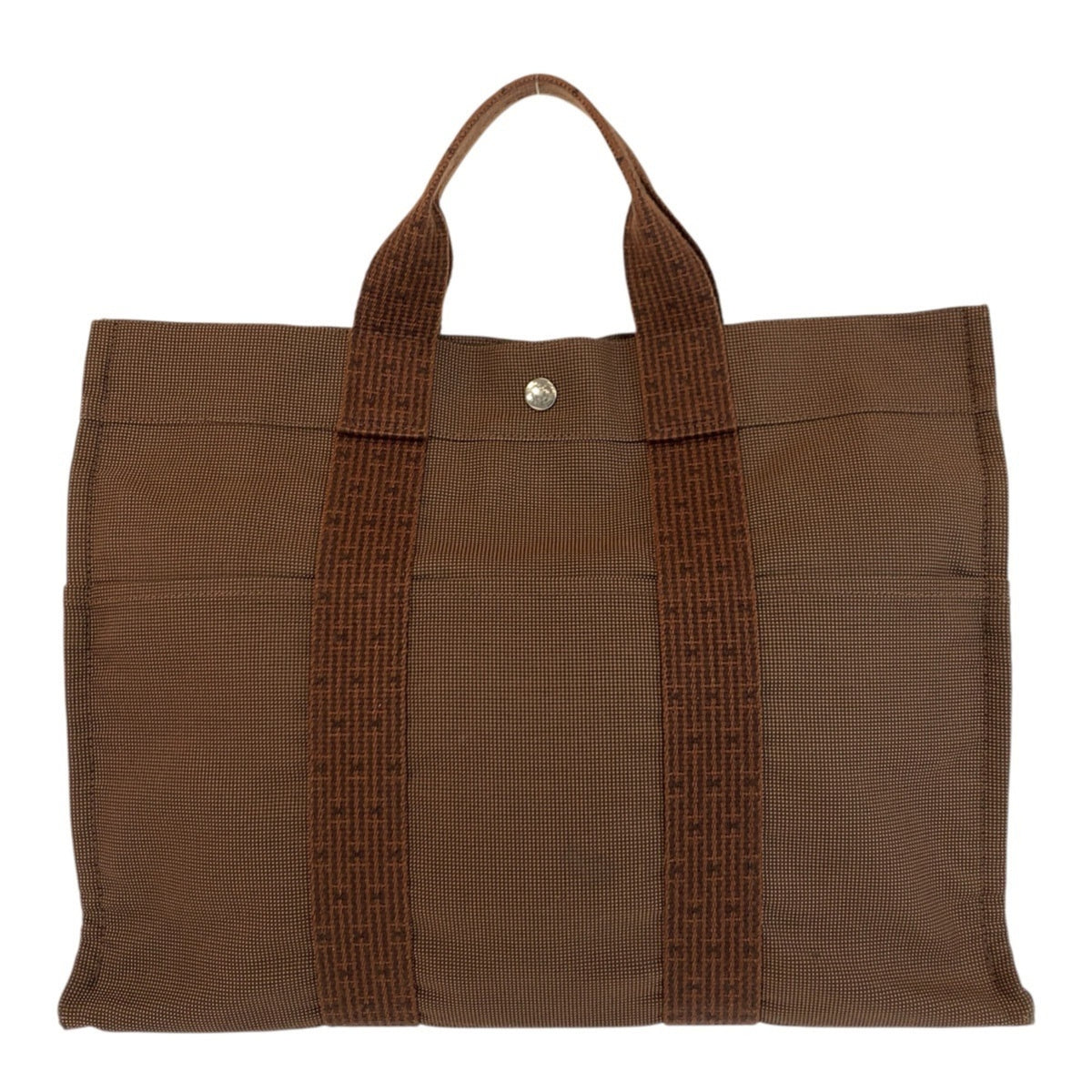 Hermes Brown Polyamide Handbag Tote Bag (Pre-Owned)