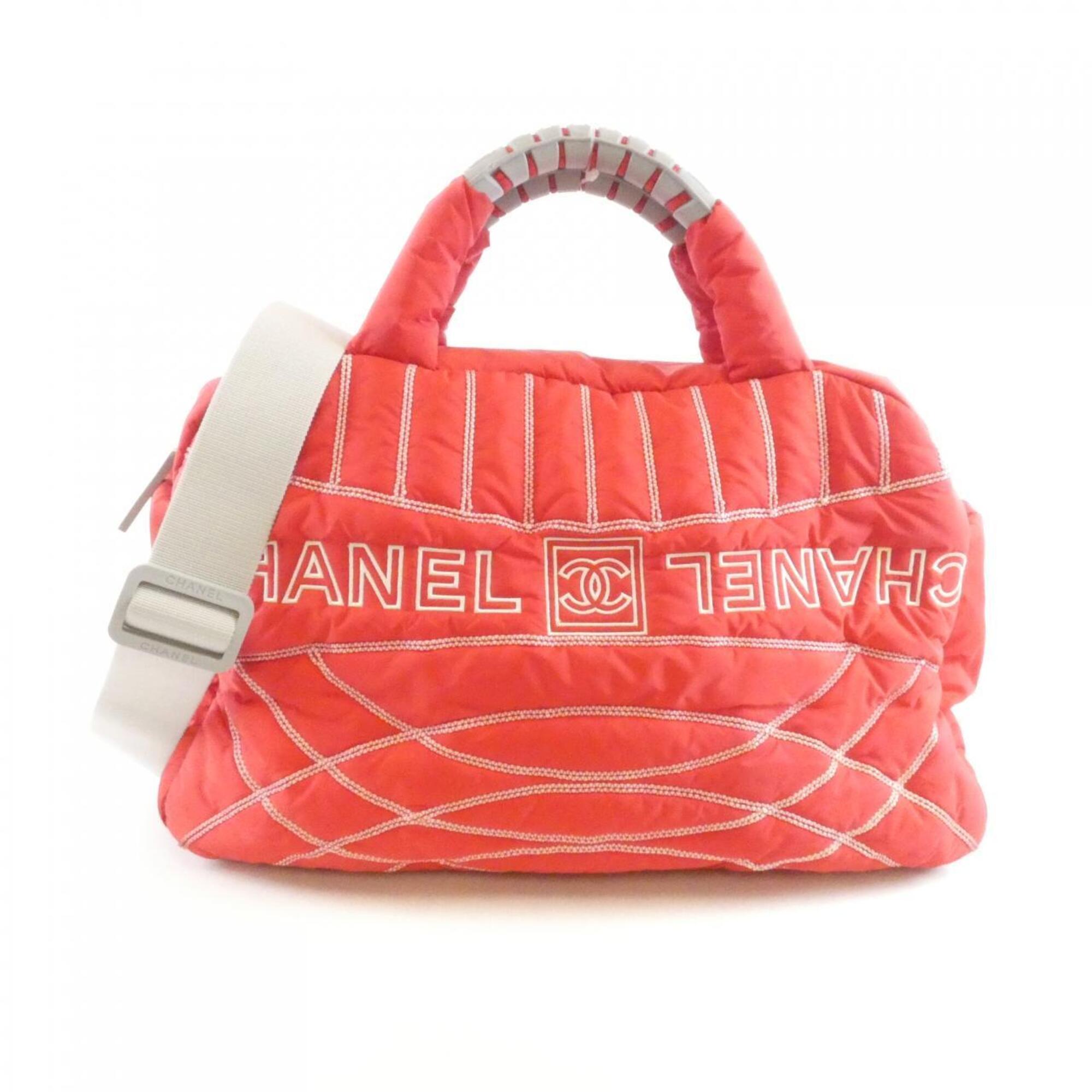 Chanel Red Color Nylon Handbag (Pre-Owned)