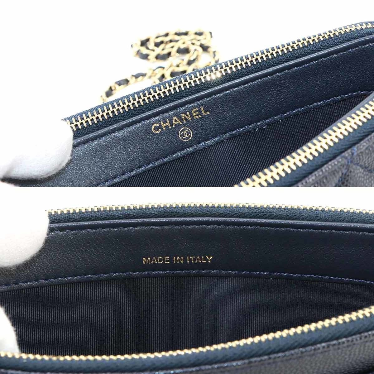 Chanel Matelasse Navy Grained Calfskin Chain/Shoulder Wallet (Pre-Owned)