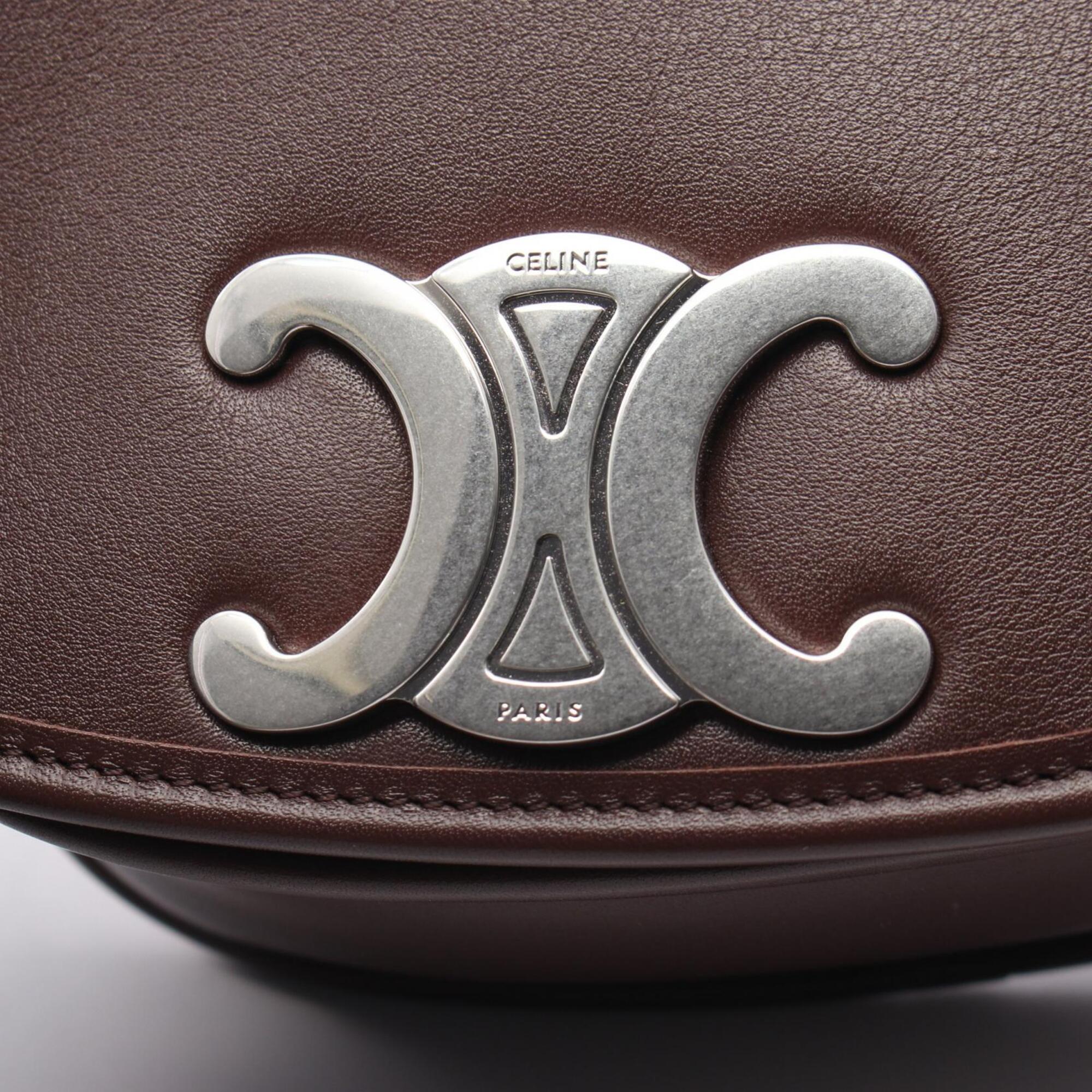 Celine Brown Leather Handbag Shoulder Bag (Pre-Owned)