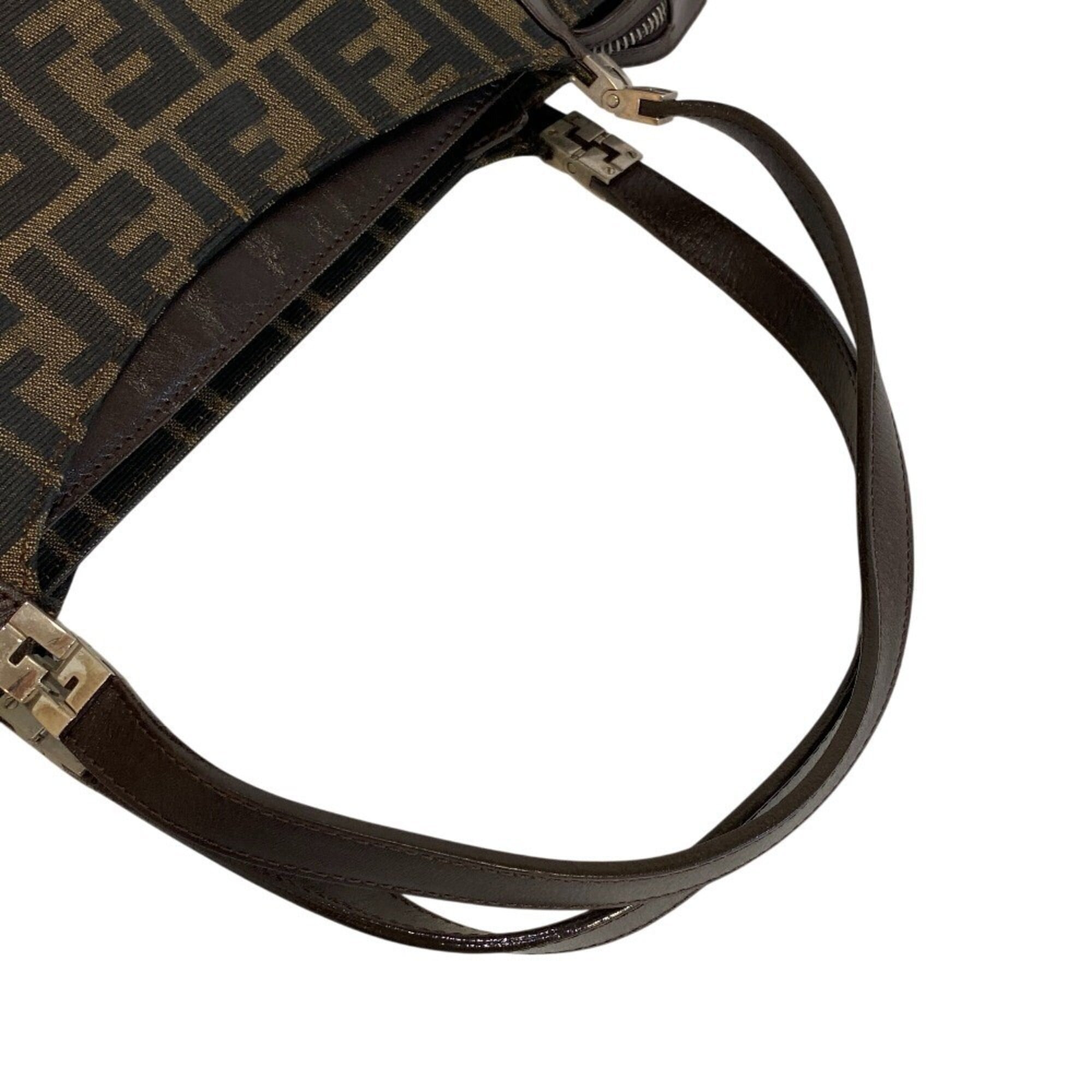 Fendi Zucca Brown Leather Handbag (Pre-Owned)