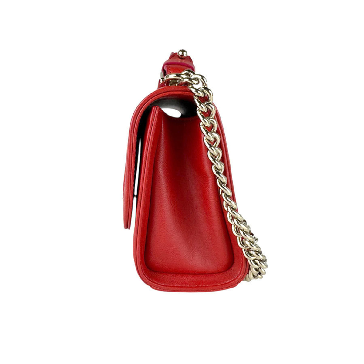 Chanel Red Color Leather Shoulder Bag (Pre-Owned)