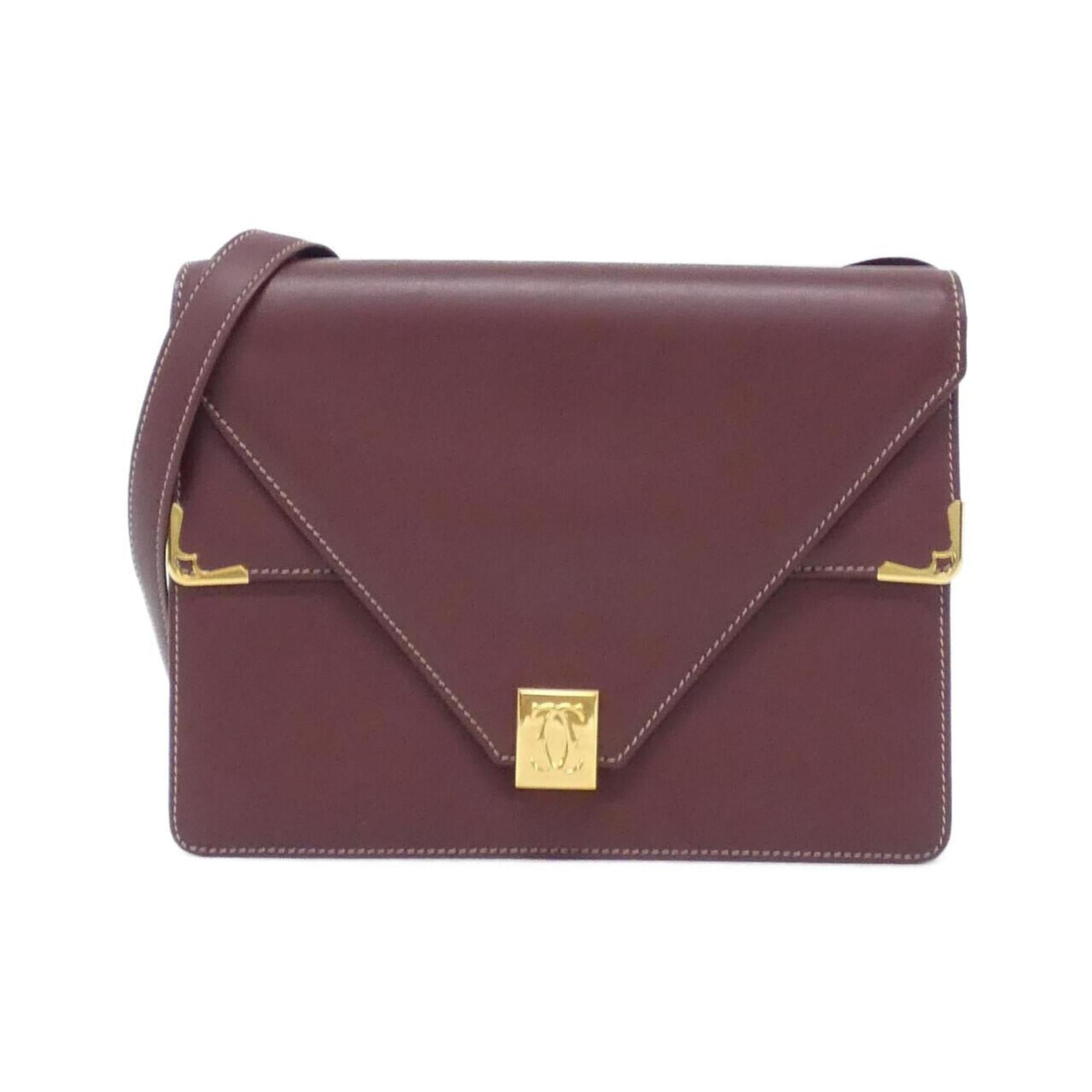 Cartier Bordeaux Leather Shoulder Bag (Pre-Owned)