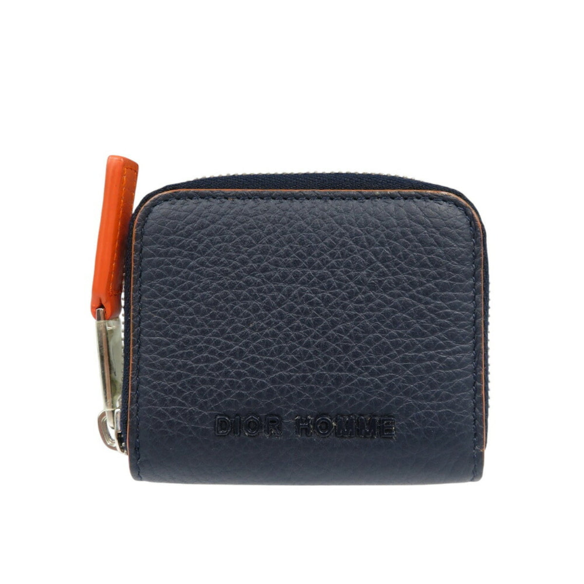 Dior Homme Navy Orange Leather Coin Purse/Coin Case (Pre-Owned)