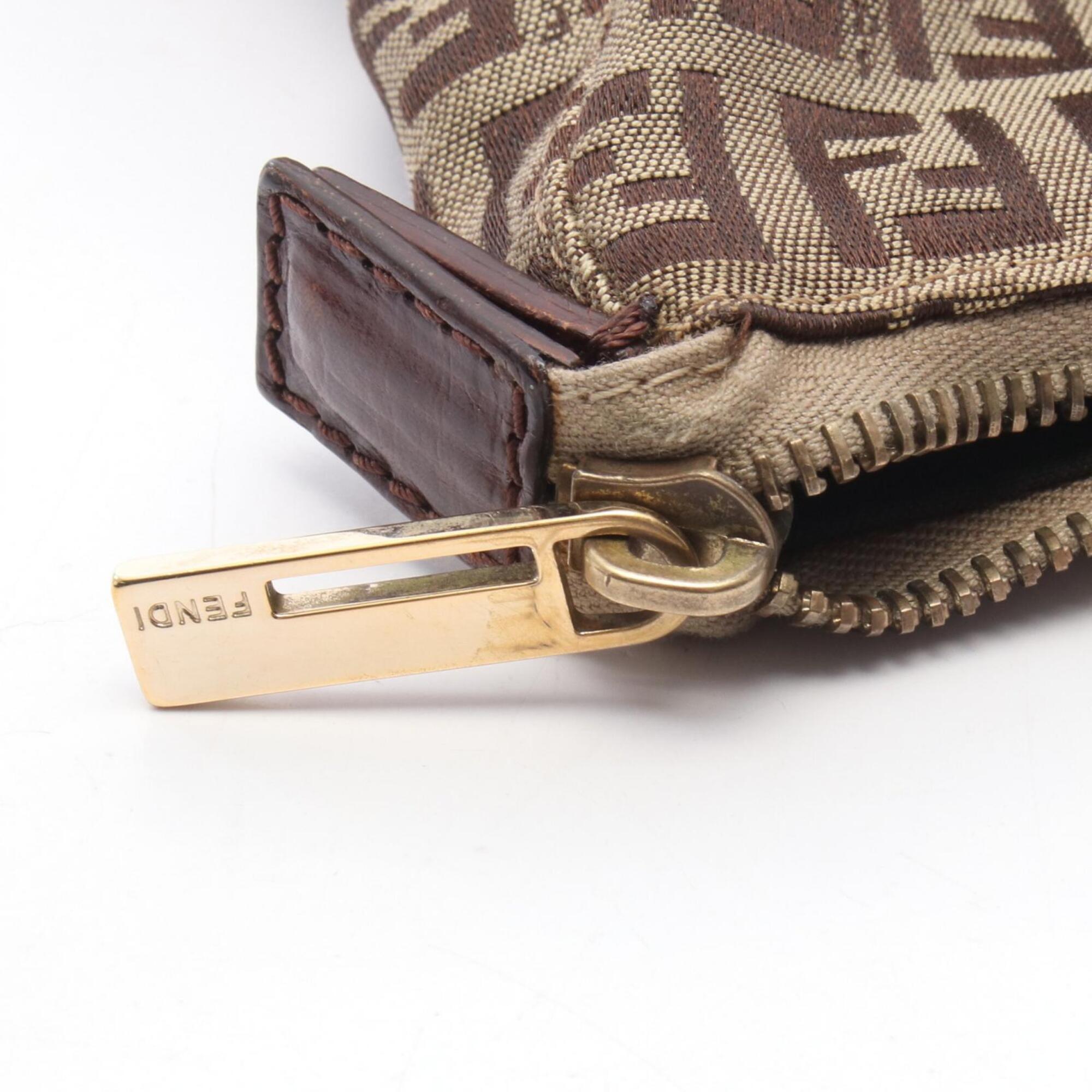 Fendi Beige Brown Canvas Leather Handbag Tote Bag (Pre-Owned)
