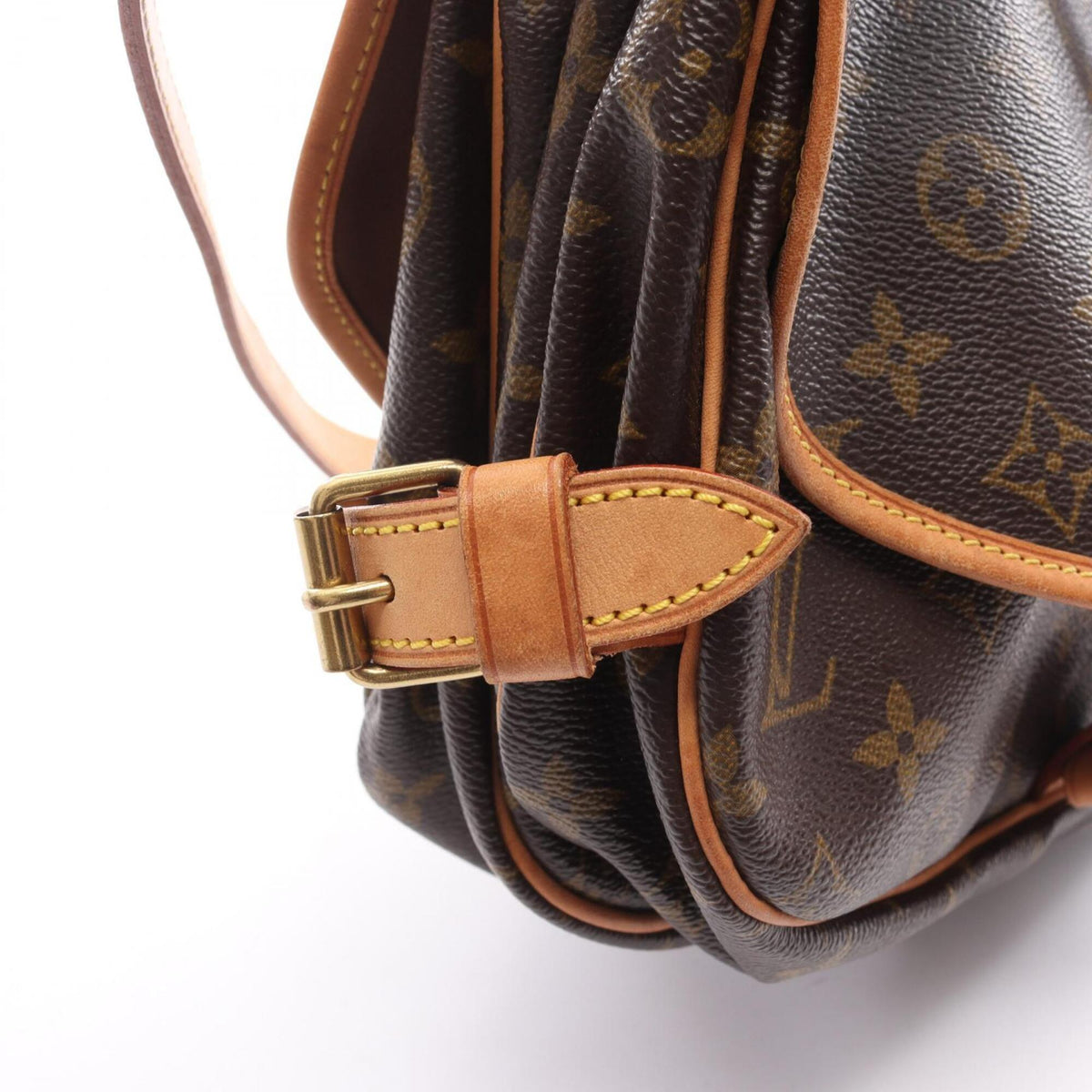 Louis Vuitton Brown Coated Canvas Leather Handbag Shoulder Bag (Pre-Owned)
