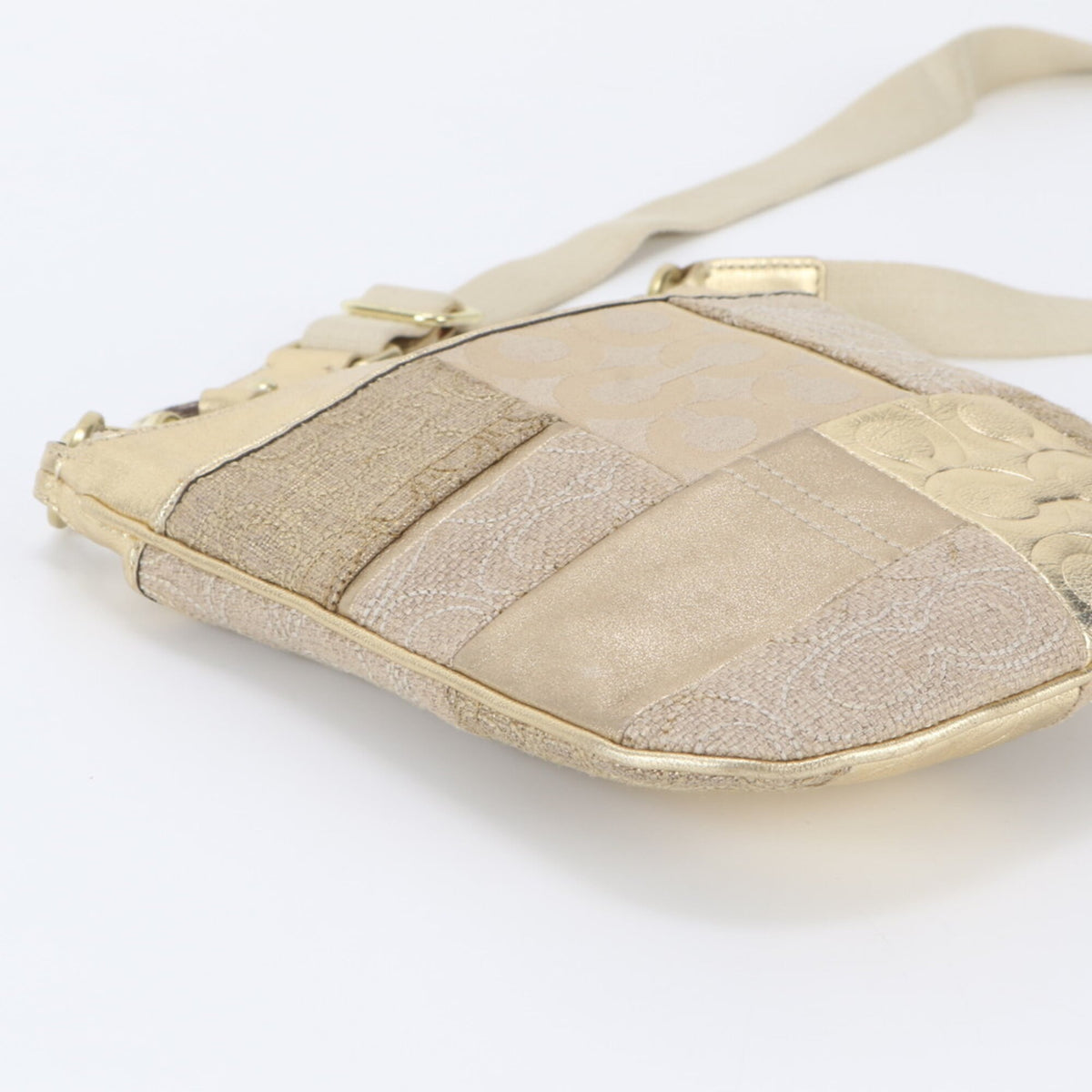 Coach Gold Leather Canvas Crossbody Bag Shoulder Bag (Pre-Owned)
