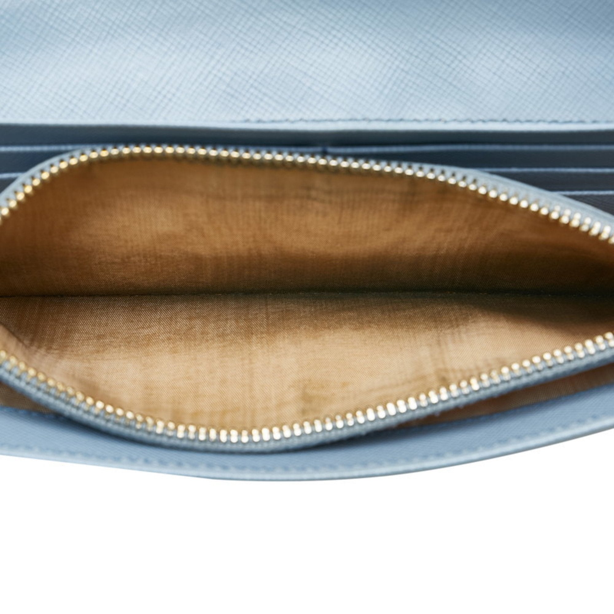 Prada Light Blue Leather Long Wallet (Bi-Fold) (Pre-Owned)