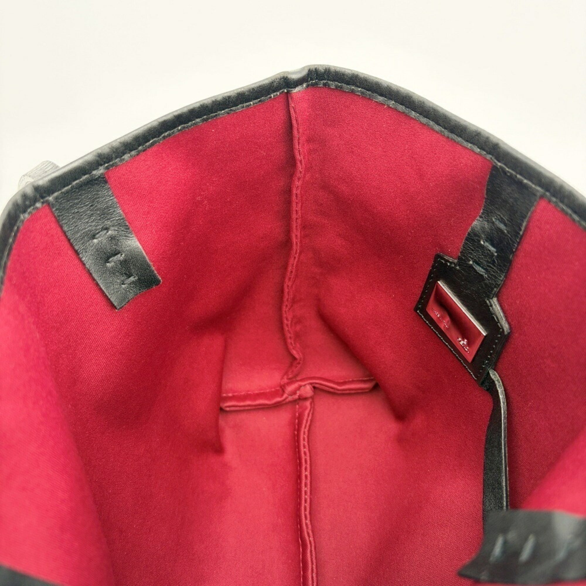 Fendi Black Red Color Canvas Leather Tote Bag (Pre-Owned)