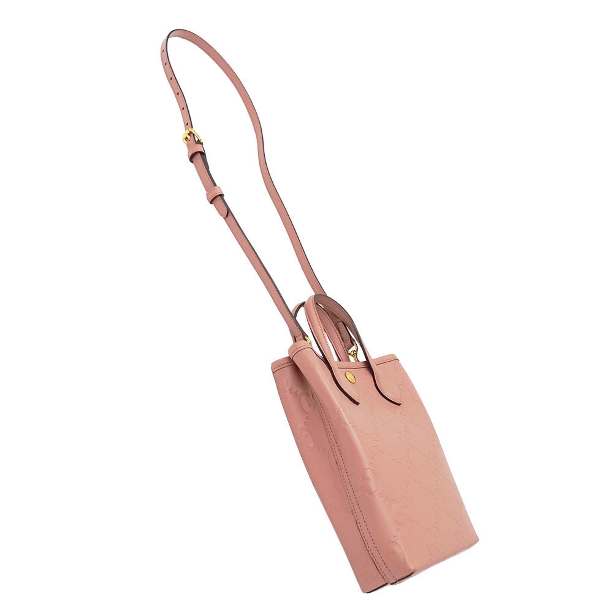 Gucci Pink Gg Leather Handbag Shoulder Bag (Pre-Owned)