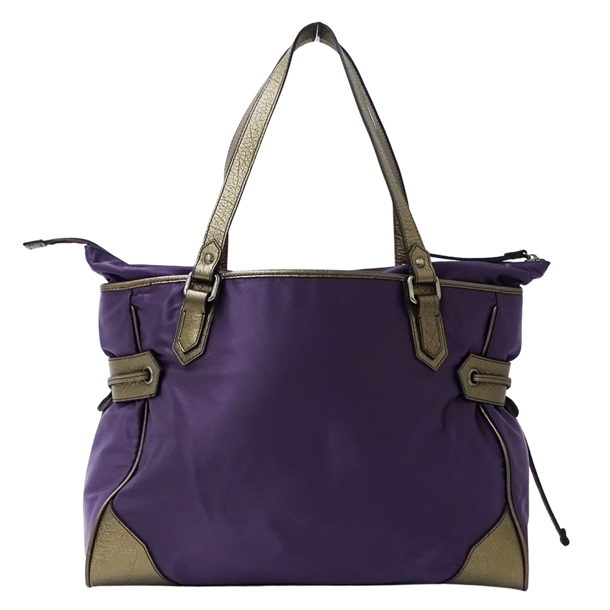 Burberry Bronze Purple Nylon Handbag Pouch Tote Bag (Pre-Owned)