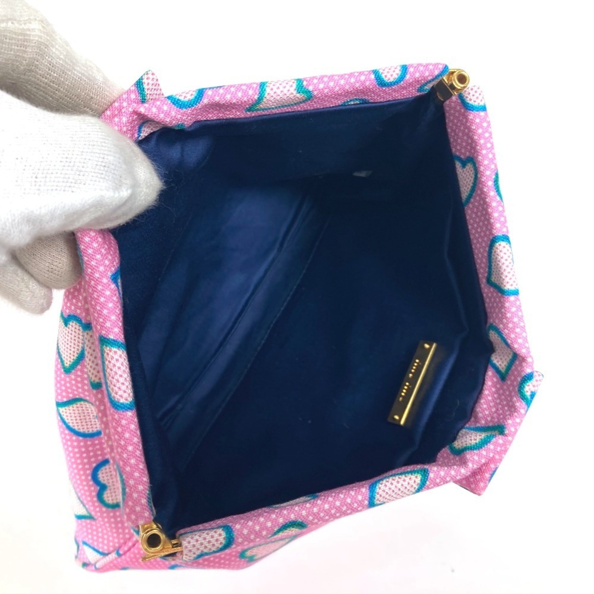 Miu Miu Blue Pink Nylon Leather Clutch Bag Pouch (Pre-Owned)