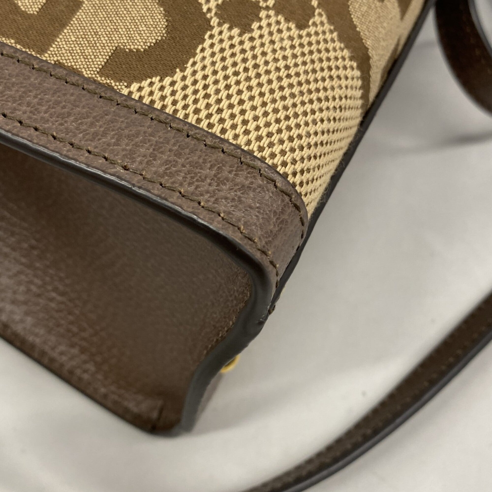 Gucci Brown Canvas Leather Handbag (Pre-Owned)