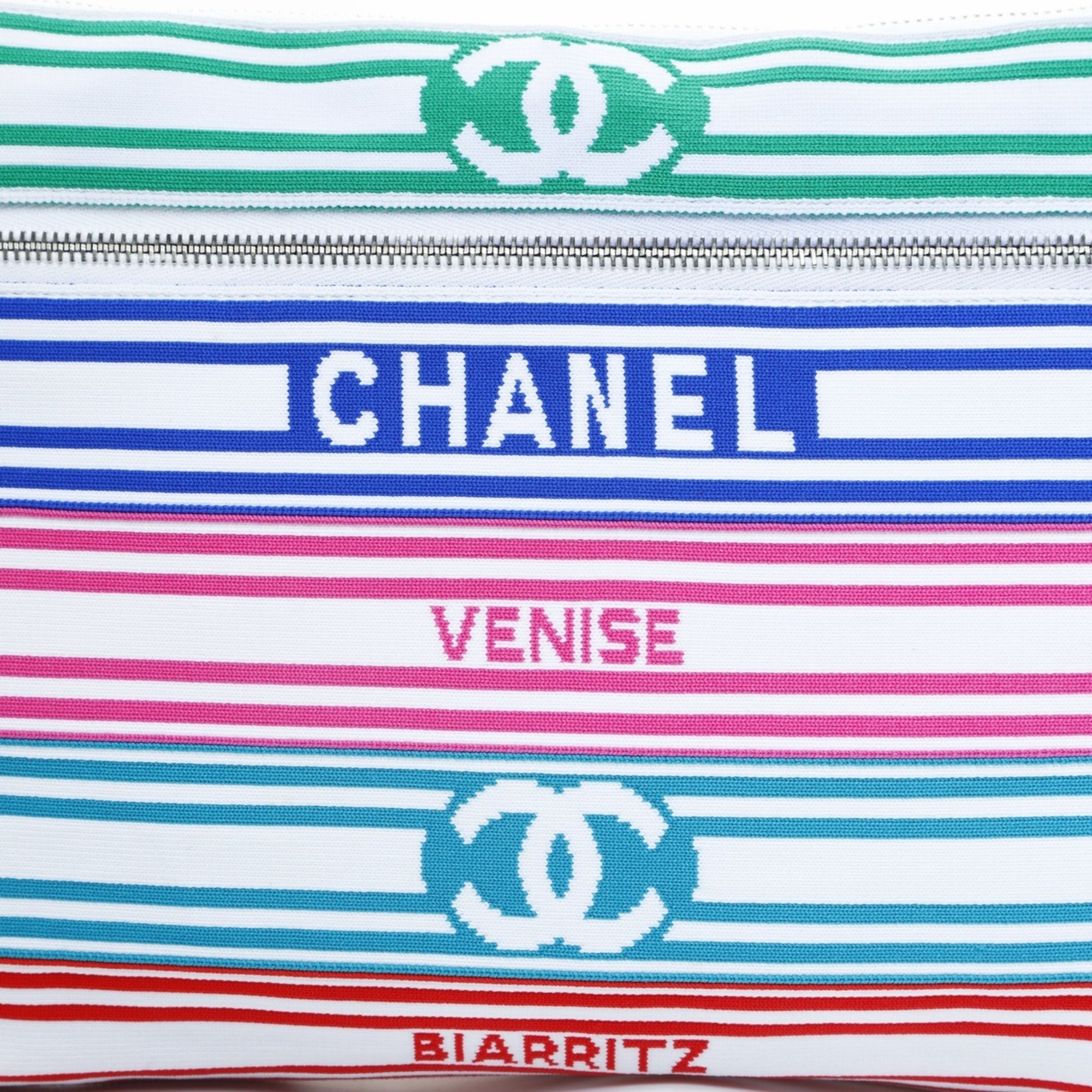Chanel Multi-Color Cotton Canvas Clutch Bag (Pre-Owned)