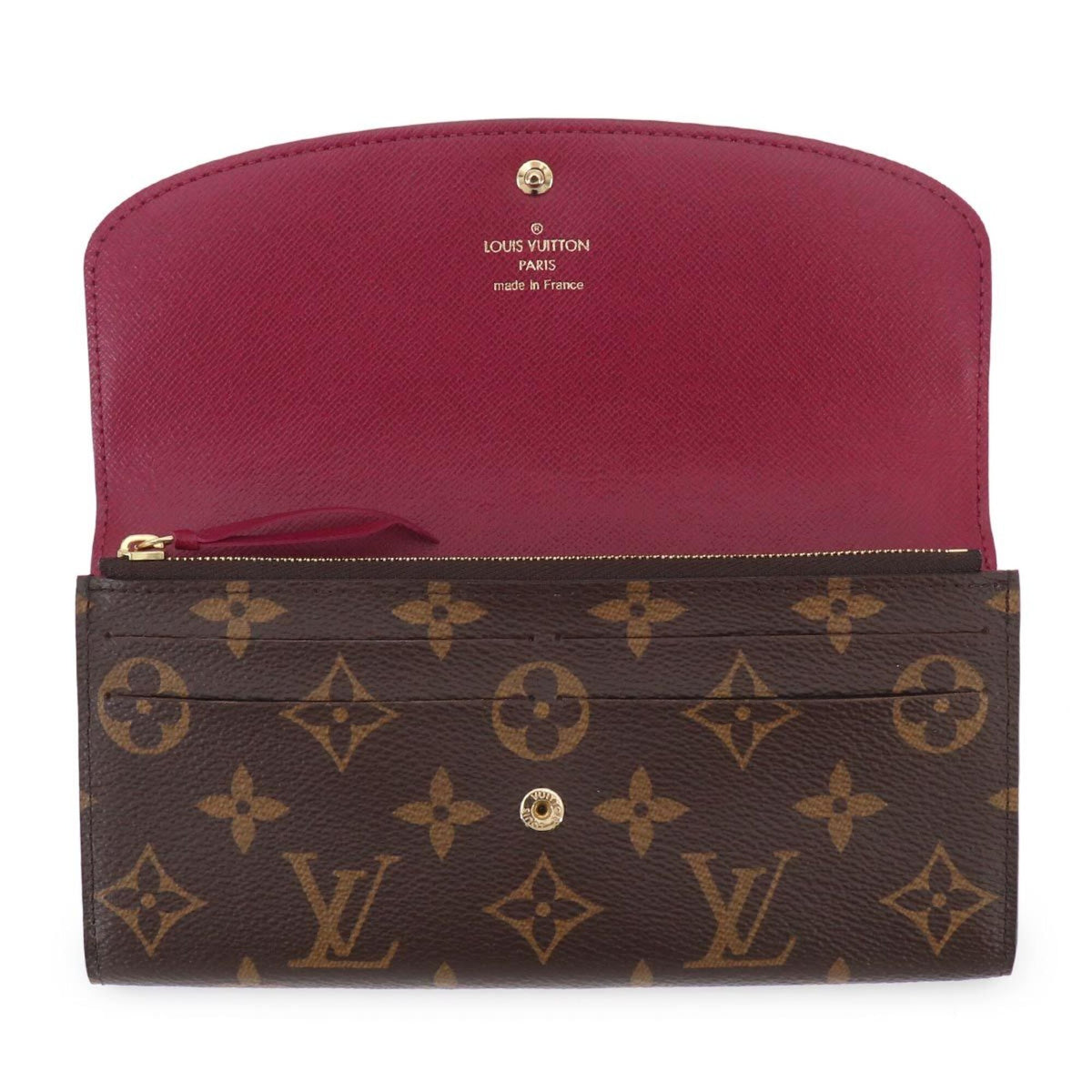 Louis Vuitton Brown Fuchsia Monogram Canvas Long Wallet (Bi-Fold) (Pre-Owned)