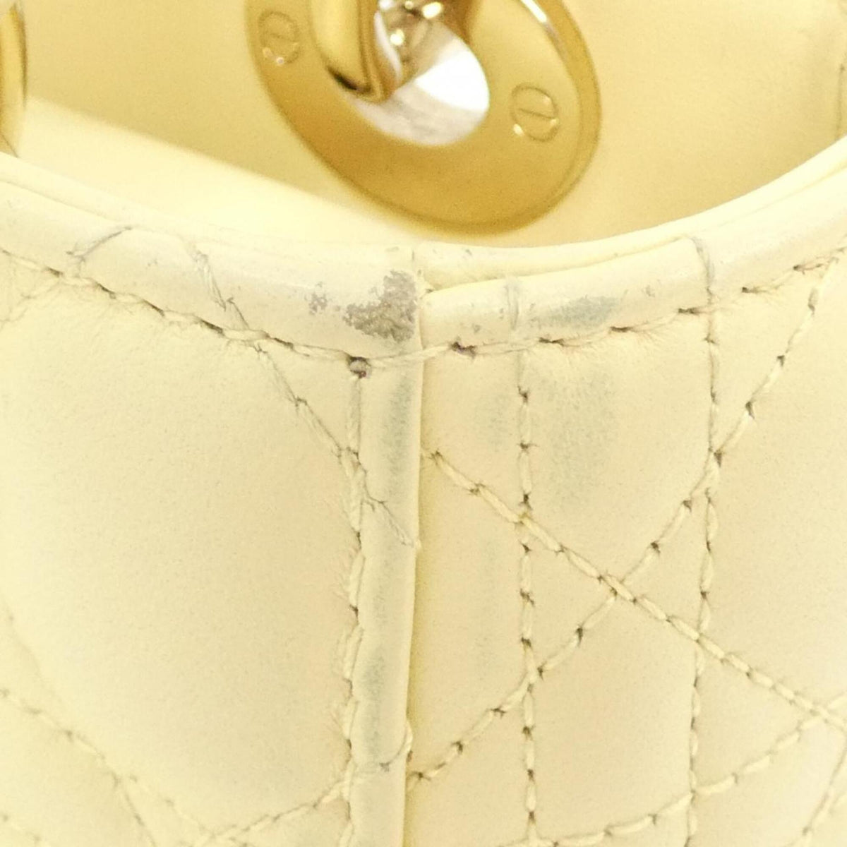 Christian Dior Lady Dior Pale Yellow Leather Handbag (Pre-Owned)