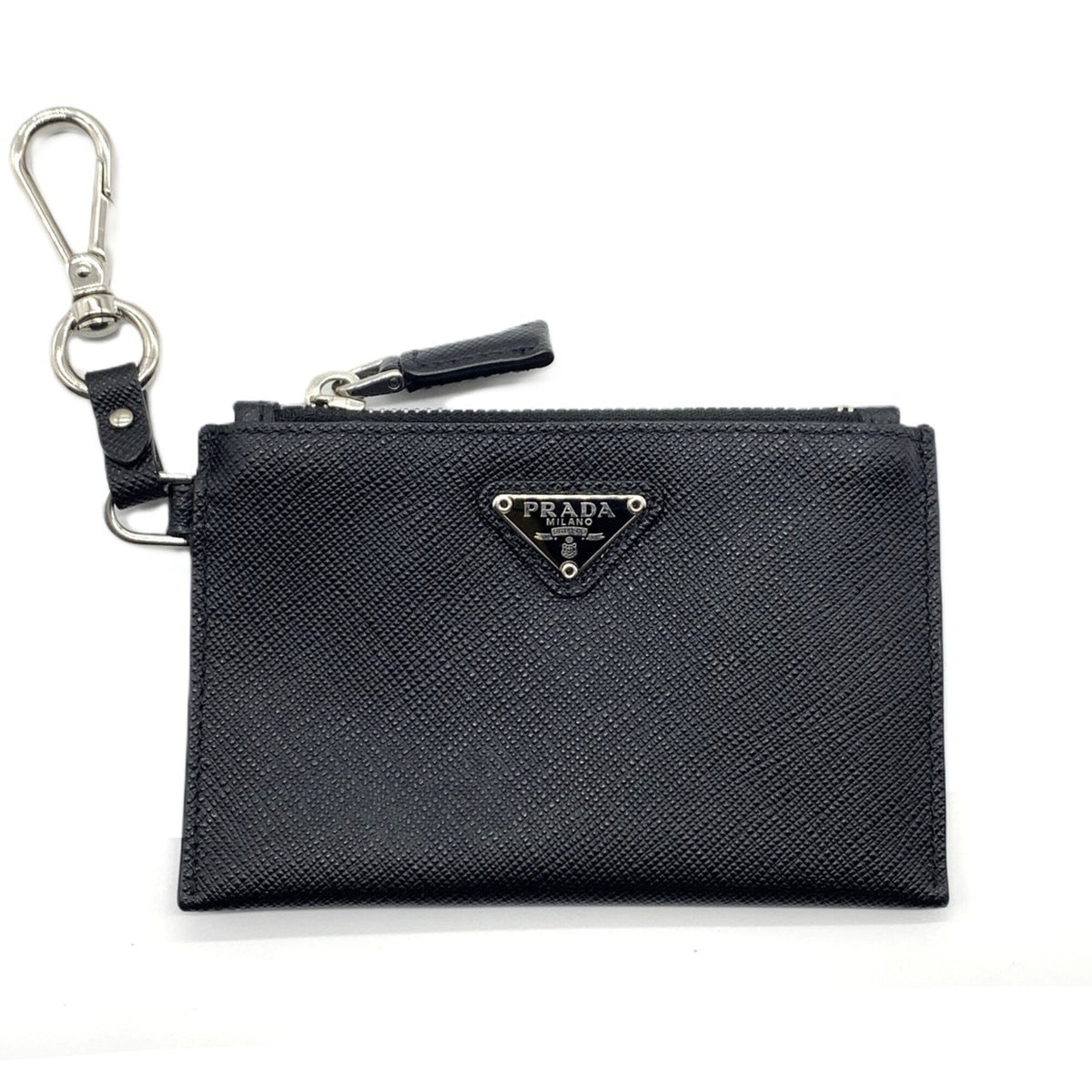Prada Black Saffiano Triangle Coin Purse/Coin Case (Pre-Owned)