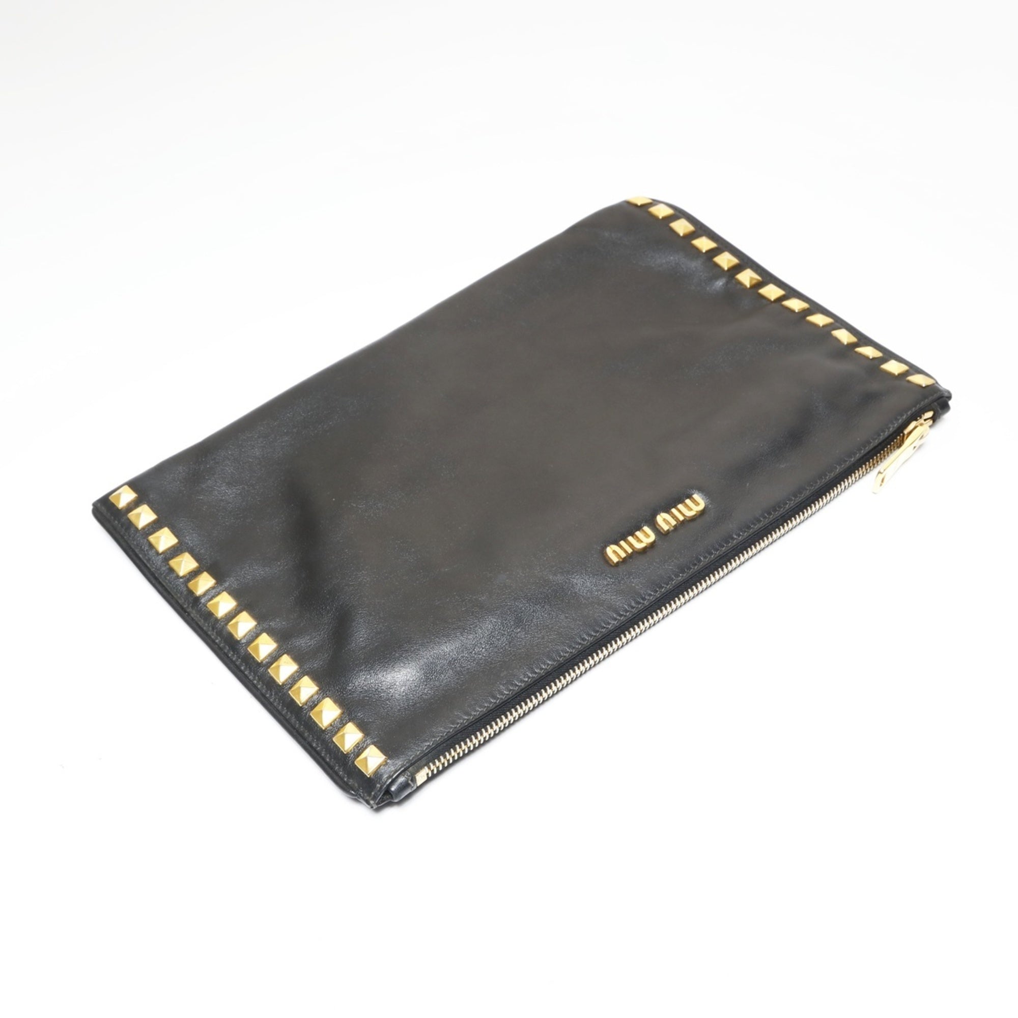 Miu Miu Black Leather Clutch Bag (Pre-Owned)